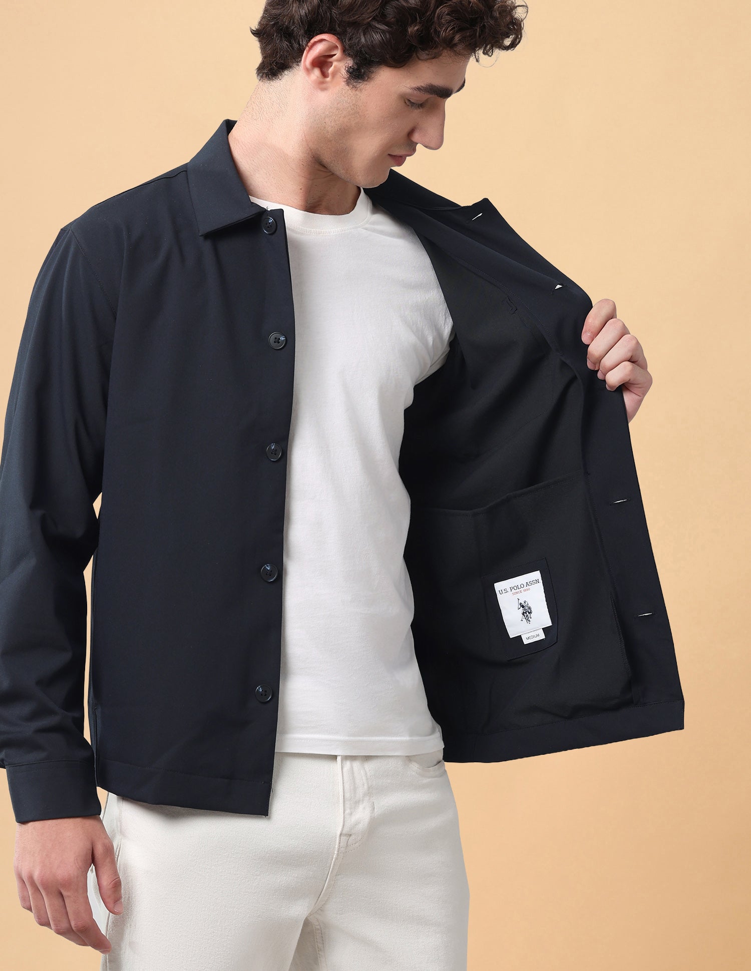 Pacho X Solid Regular Fit Shacket Navy - U.S. Polo Assn. India | Large
