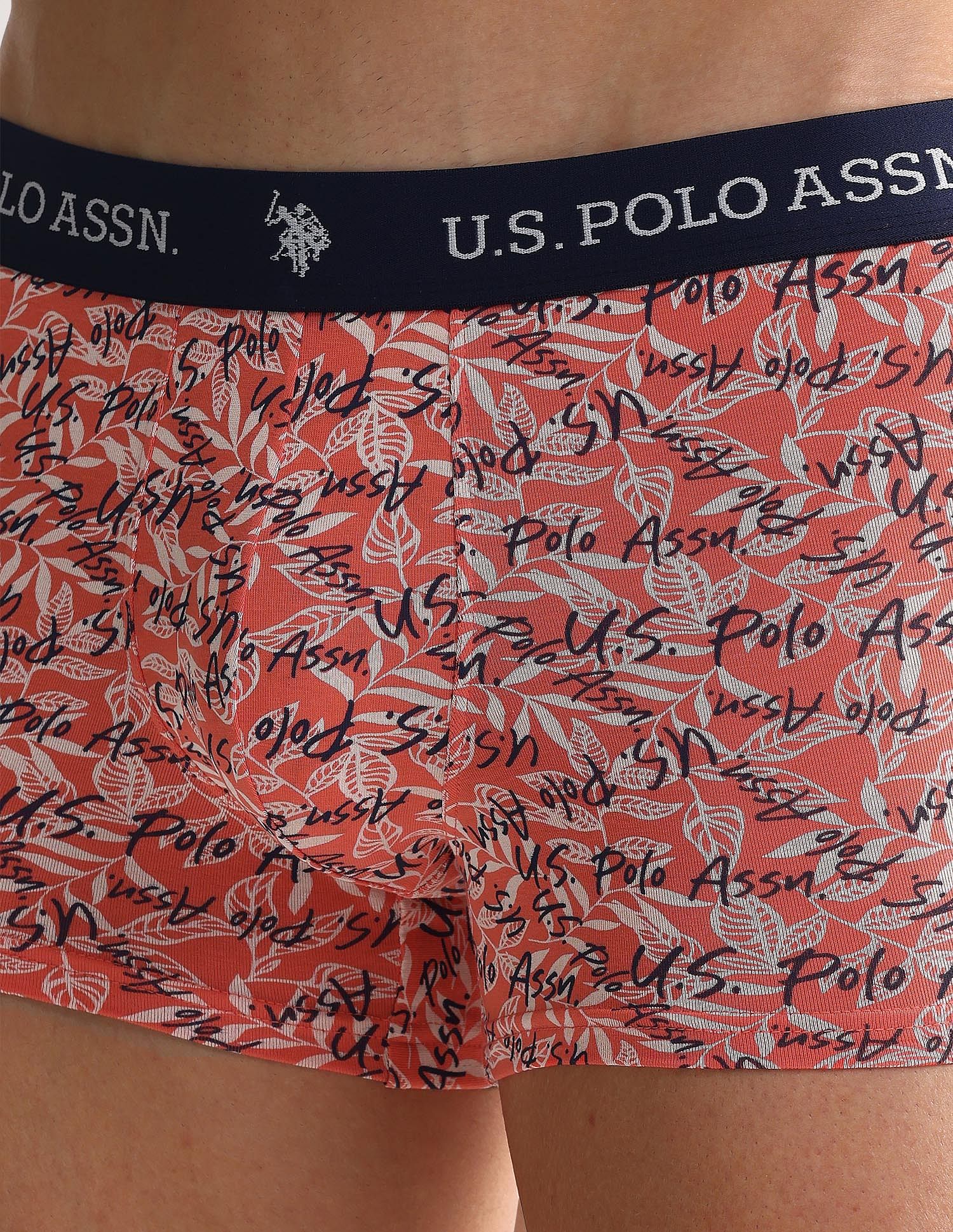 Elastic Waistband Ribbed OET08 Trunks - Pack Of 3 Red, White, and Blue - U.S. POLO ASSN. | Large