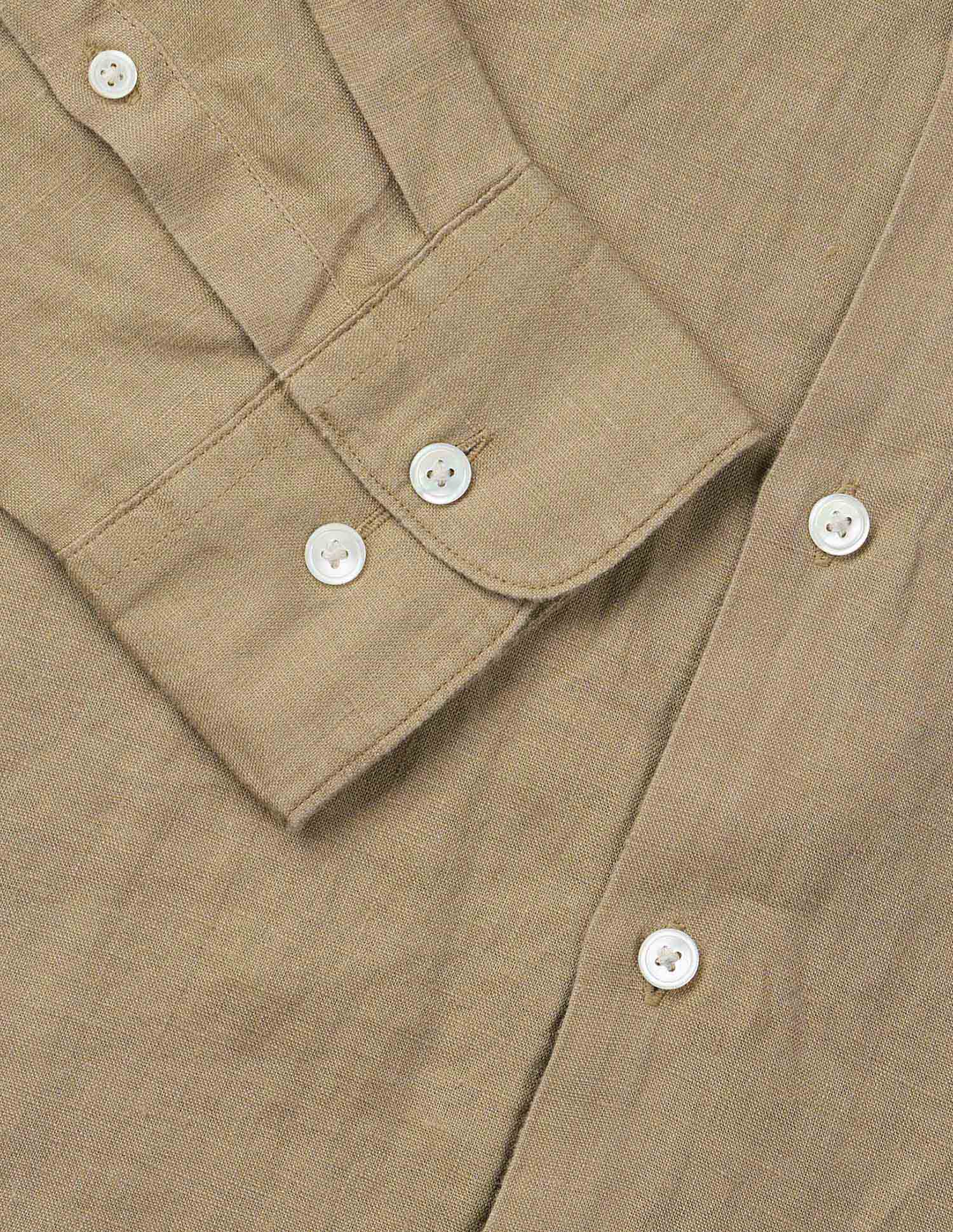 Pacho X Tailored Fit Pure Linen Shirt Khaki - U.S. POLO ASSN. | Large