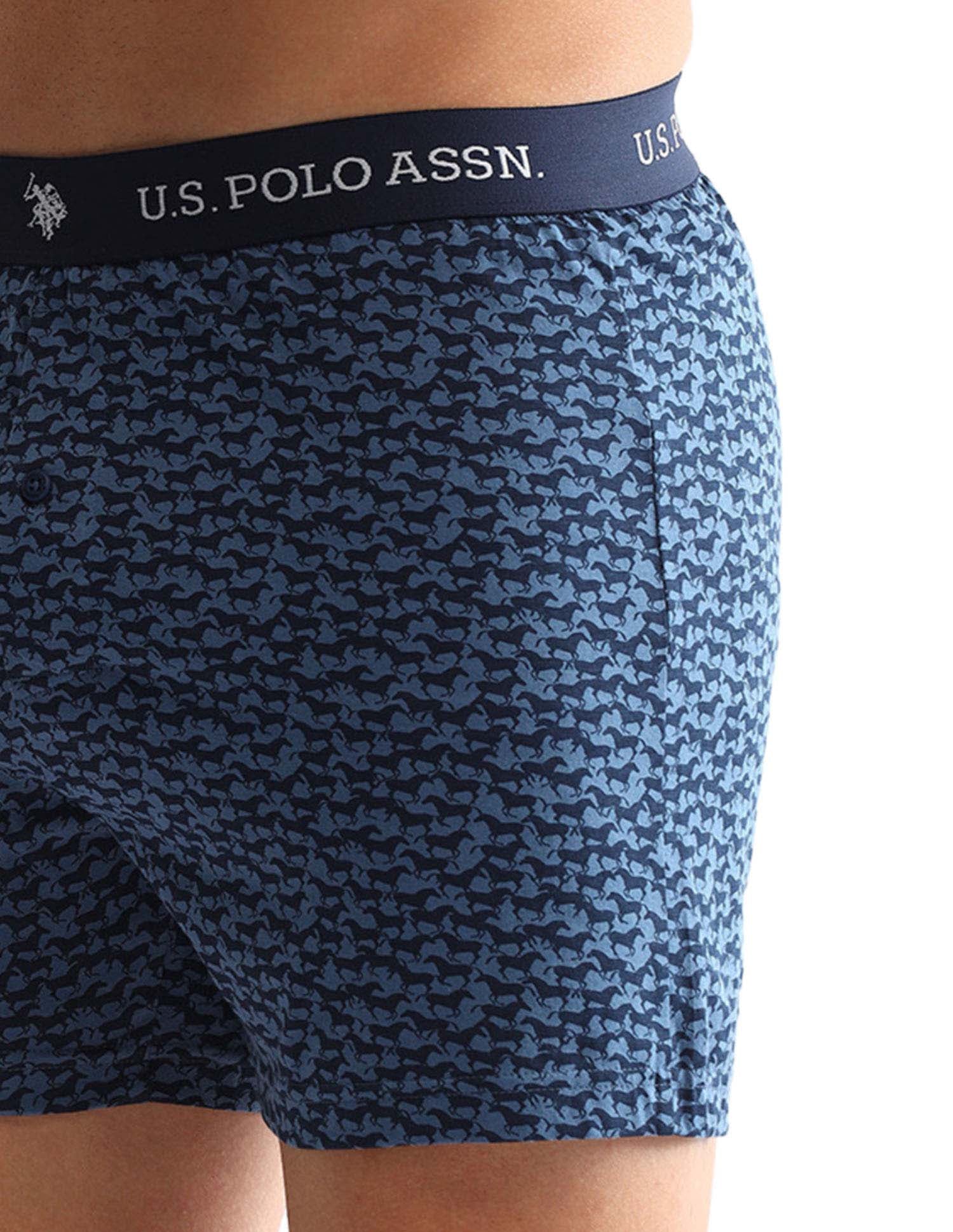 Printed Cotton OEX09 Boxers - Pack Of 2 Navy and Beige - U.S. POLO ASSN. | Large