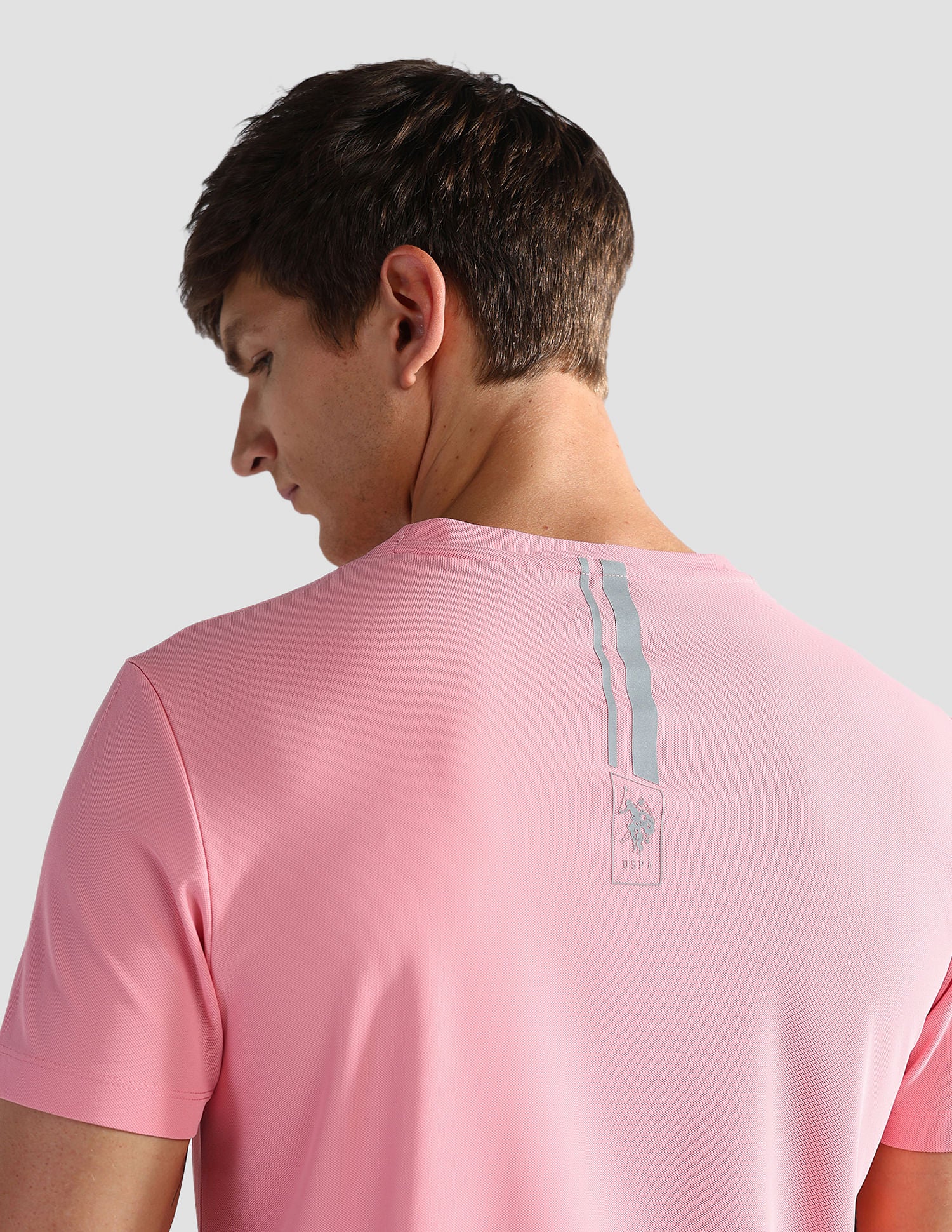 Brand Print Slim Fit Active T-Shirt Peach - U.S. Polo Assn. India | Large