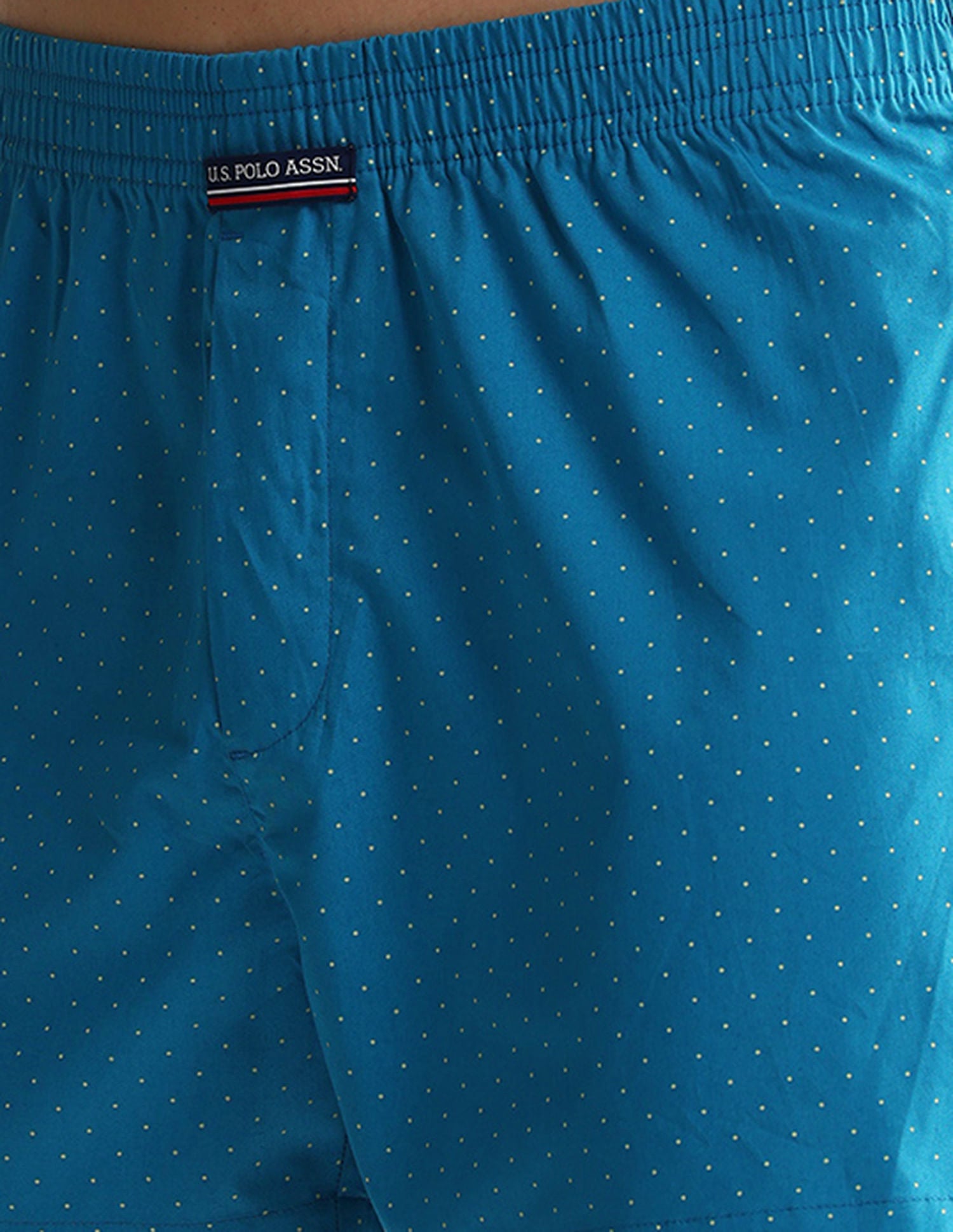 Mid Rise Solid OEX05 Shorts - Pack Of 2 Polka Dot Celestial Blue And Celestial Blue - U.S. POLO ASSN. | Large