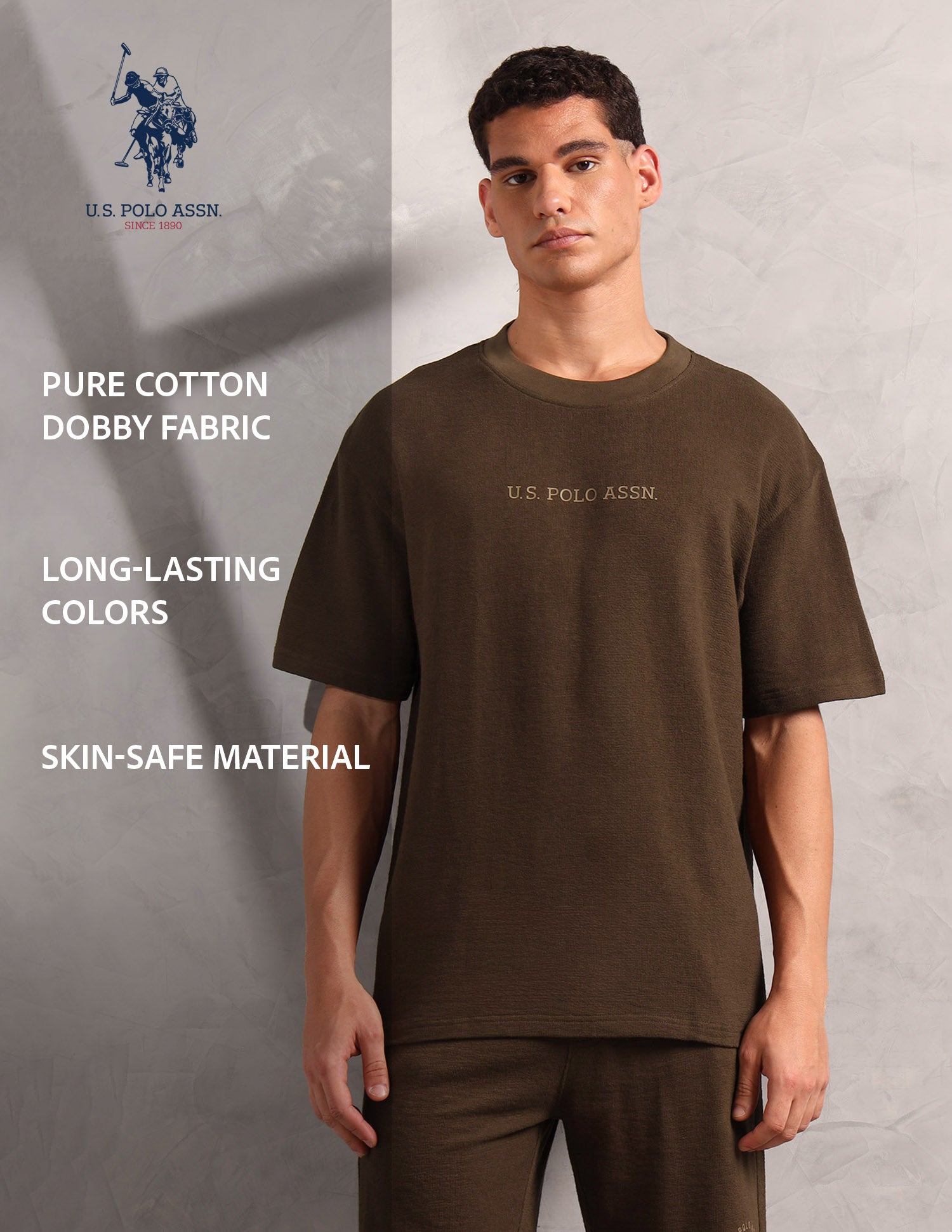 Pure Cotton Oversized Fit PE004 Lounge T-Shirt - Pack Of 1 Chestnut - U.S. POLO ASSN. | Large