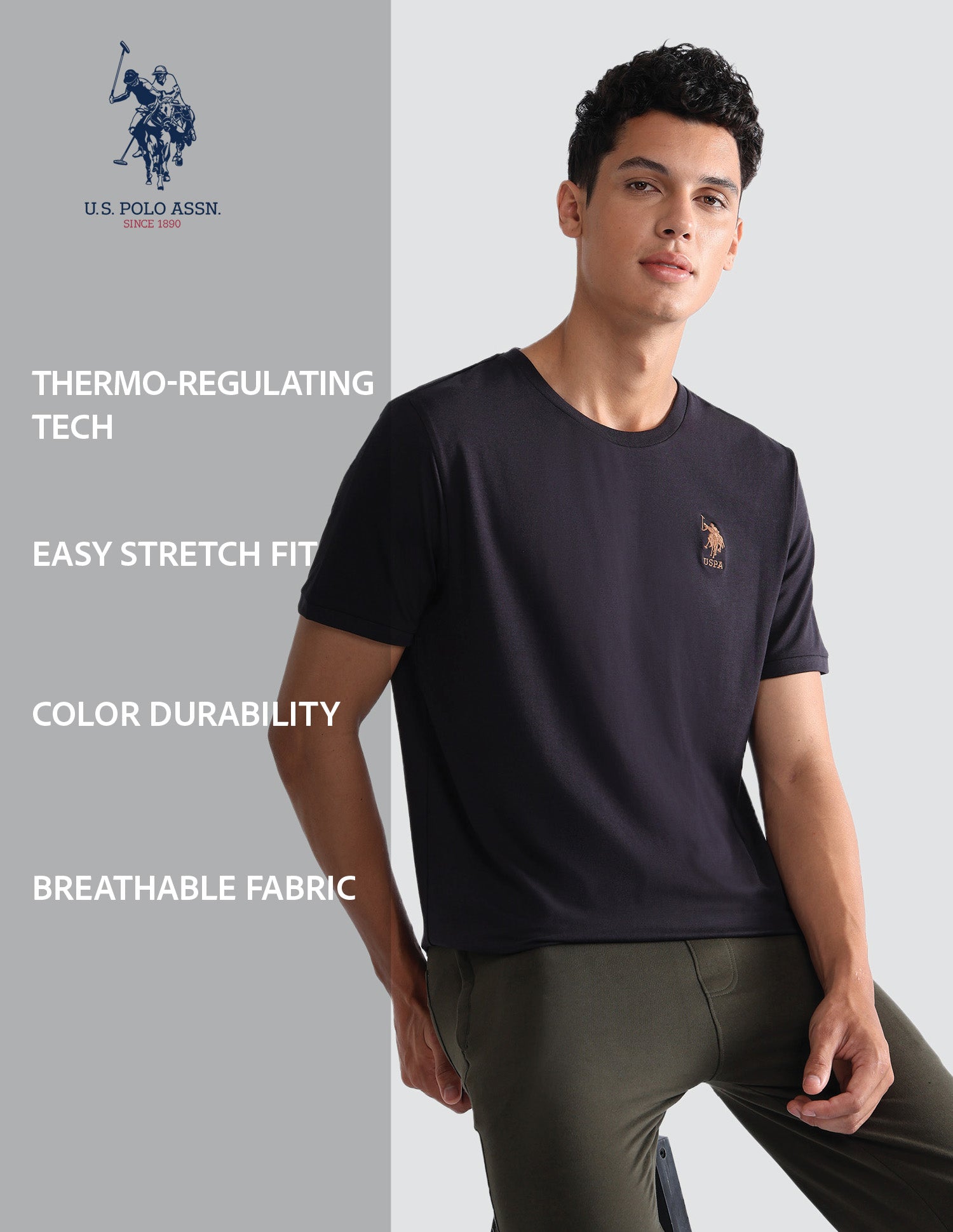 Solid Comfort Fit OEE10 Lounge T-Shirt - Pack Of 1 Black - U.S. POLO ASSN. | Large