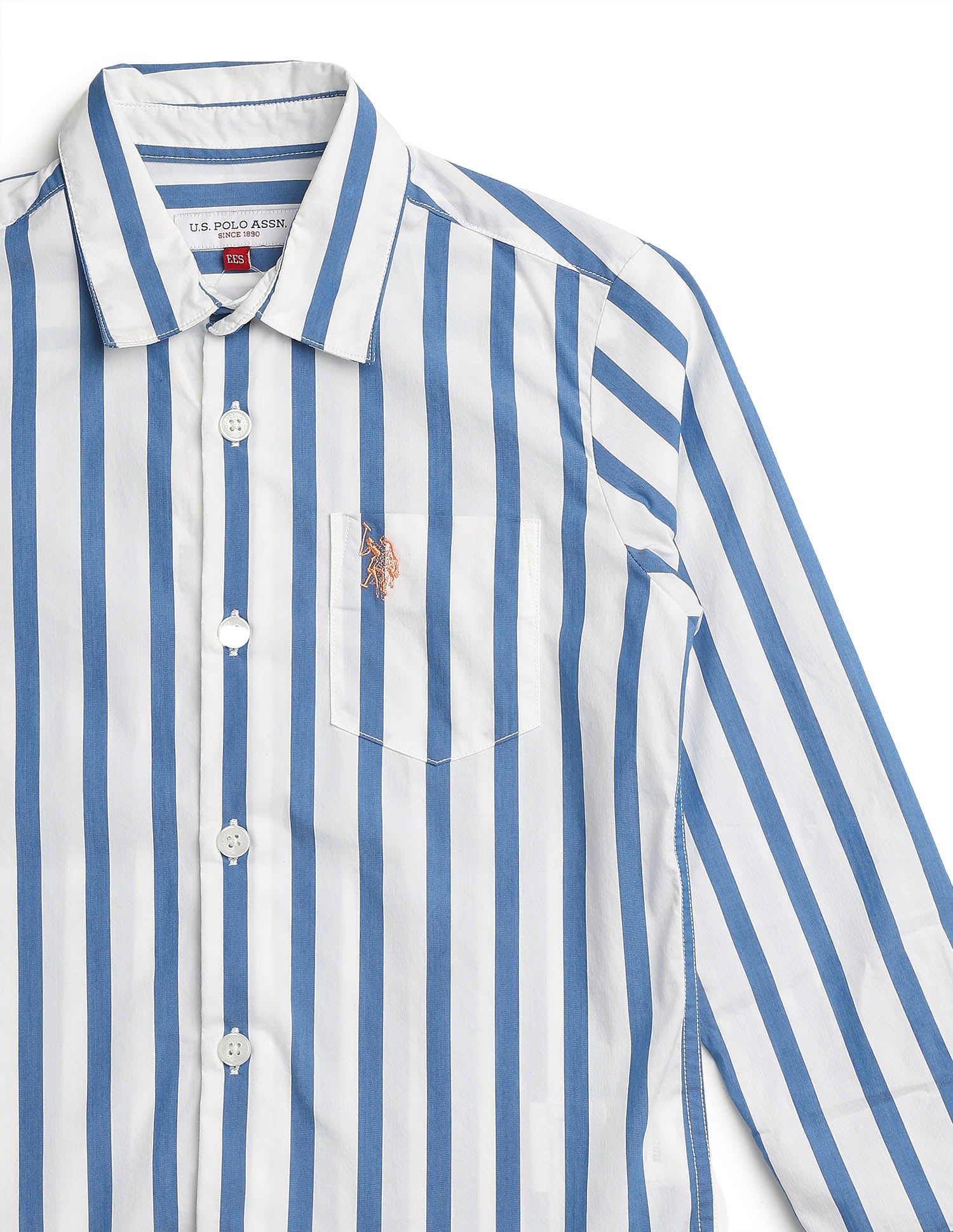 Boys Vertical Striped Regular Fit Shirt Navy - U.S. POLO ASSN. | Large