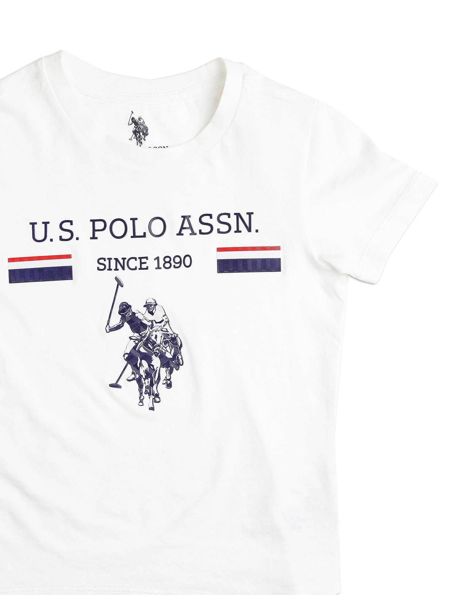 Boys Brand Embossed Pure Cotton T Shirt White - U.S. POLO ASSN. | Large