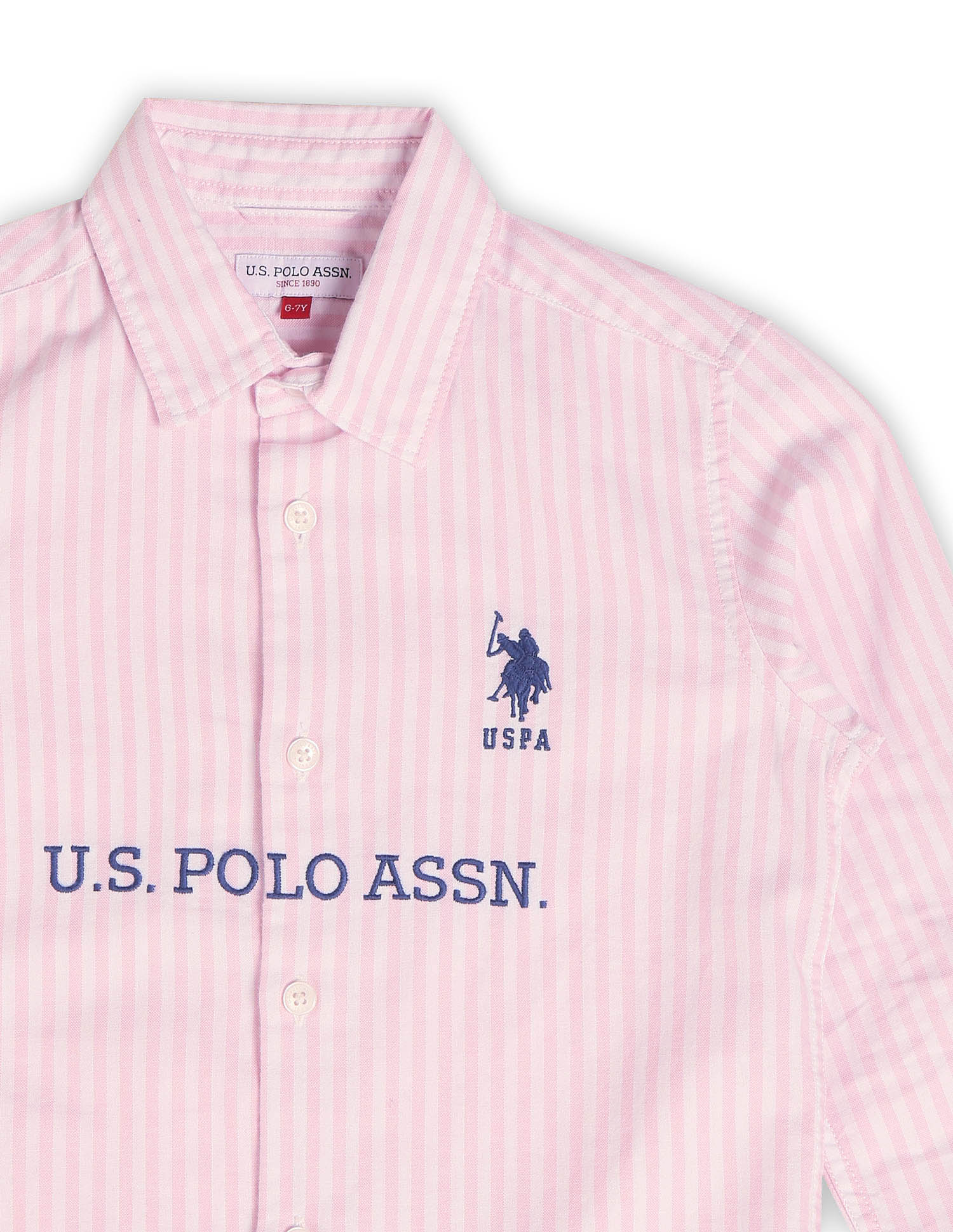 Boys Brand Embroidered Oxford Shirt Light Pink - U.S. POLO ASSN. | Large