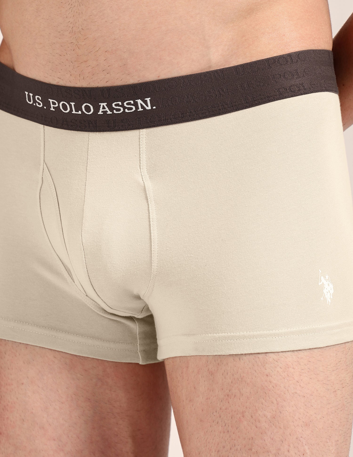 Cotton Stretch Antimicrobial OET21 Trunk - Pack Of 2 Oatmeal/Navy - U.S. Polo Assn. India | Large