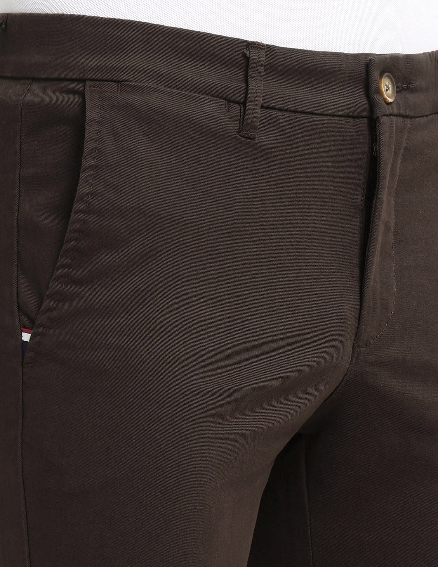 Denver Slim Fit Solid Trousers Brown - U.S. POLO ASSN. | Large