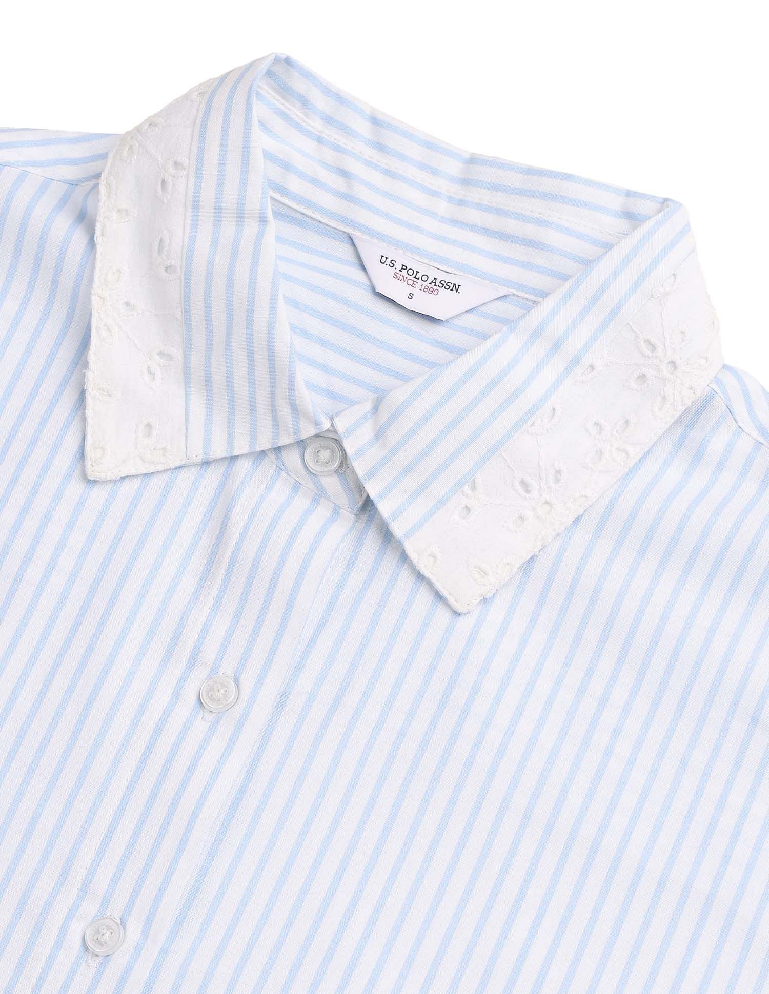 Vertical Striped Regular Fit Shirt Light Blue - U.S. POLO ASSN. | Large