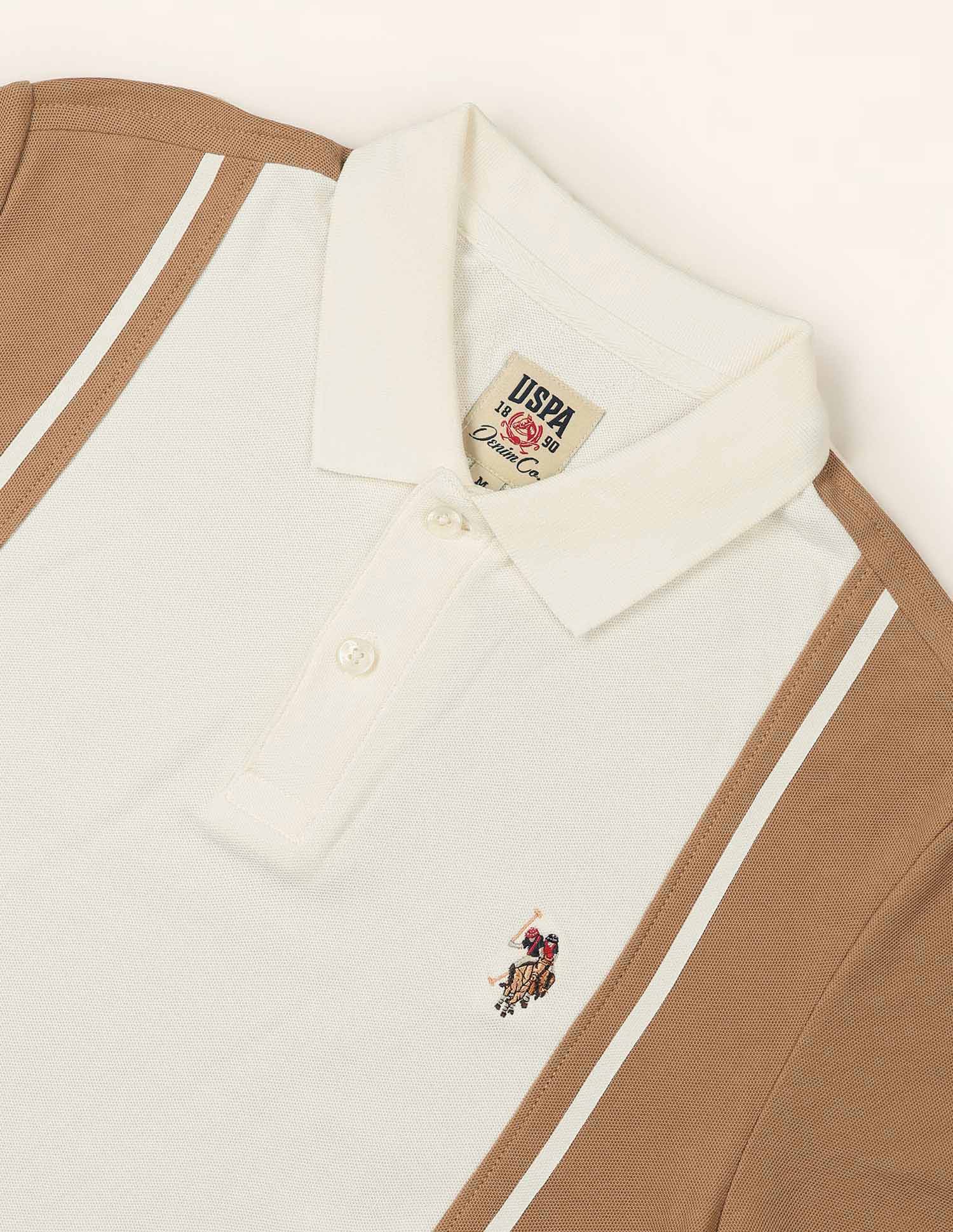 Colourblocked Muscle Fit Polo Shirt Khaki - U.S. Polo Assn. India | Large