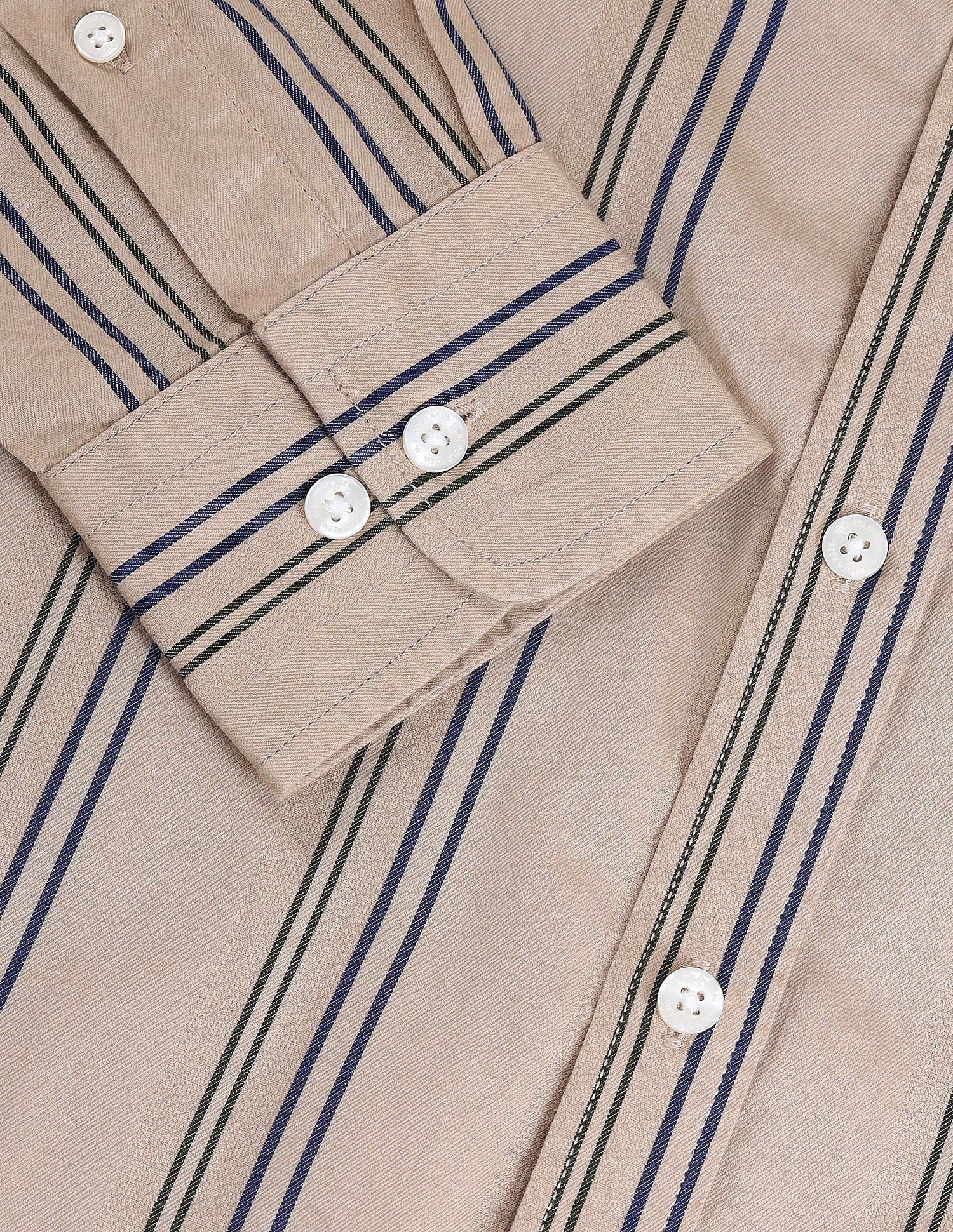 Tailored Fit Cotton Striped Shirt Beige - U.S. Polo Assn. India | Large