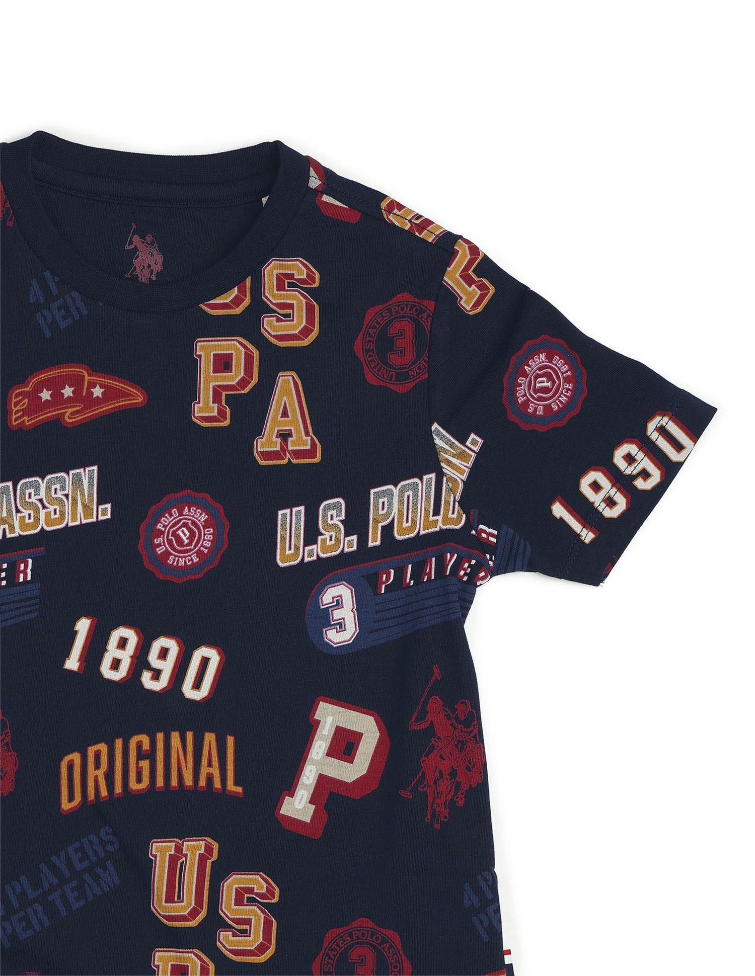 Boys Graphic Printed Pure Cotton T Shirt Navy - U.S. POLO ASSN. | Large