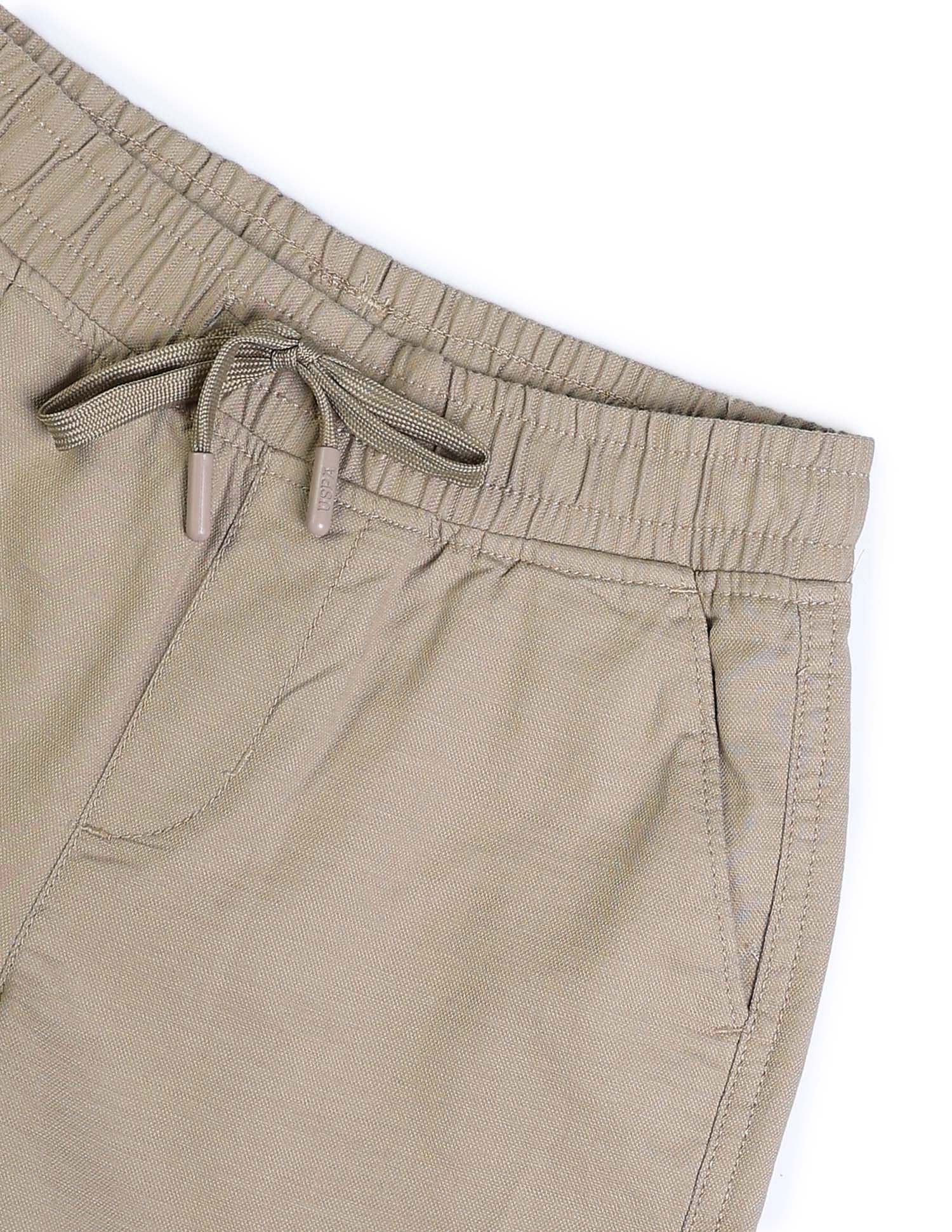 Boys Solid Relaxed Fit Trousers Light Khaki - U.S. POLO ASSN. | Large