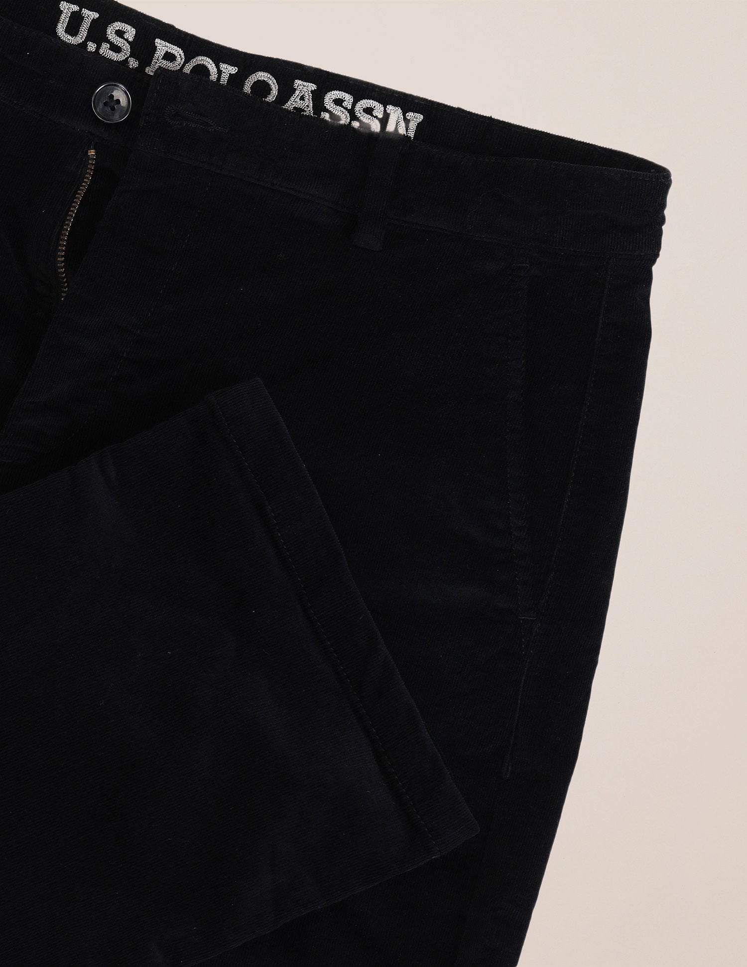 Riley Straight Fit Corduroy Trousers Black - U.S. Polo Assn. India | Large