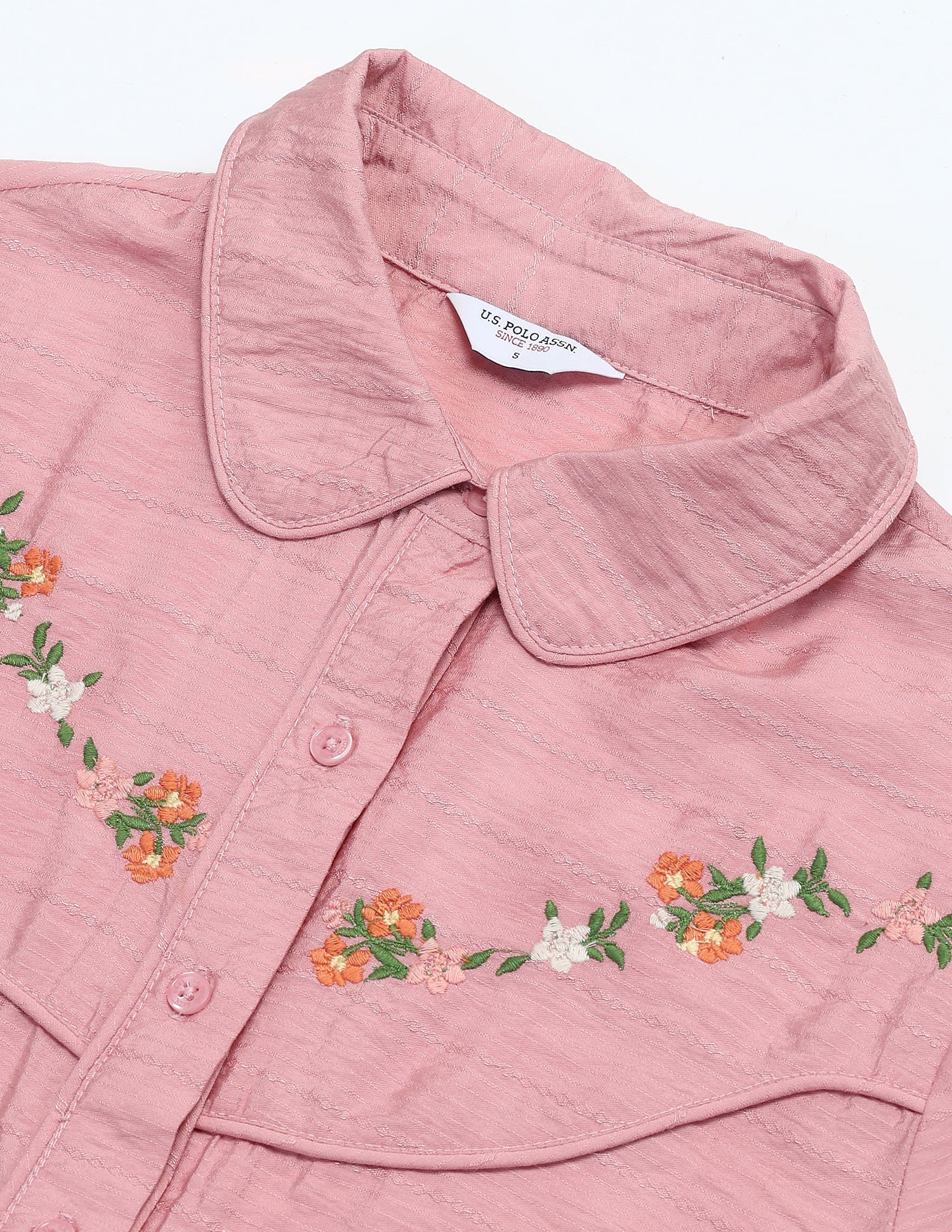 Embroidered Yoke Dobby Top Pink - U.S. Polo Assn. India | Large