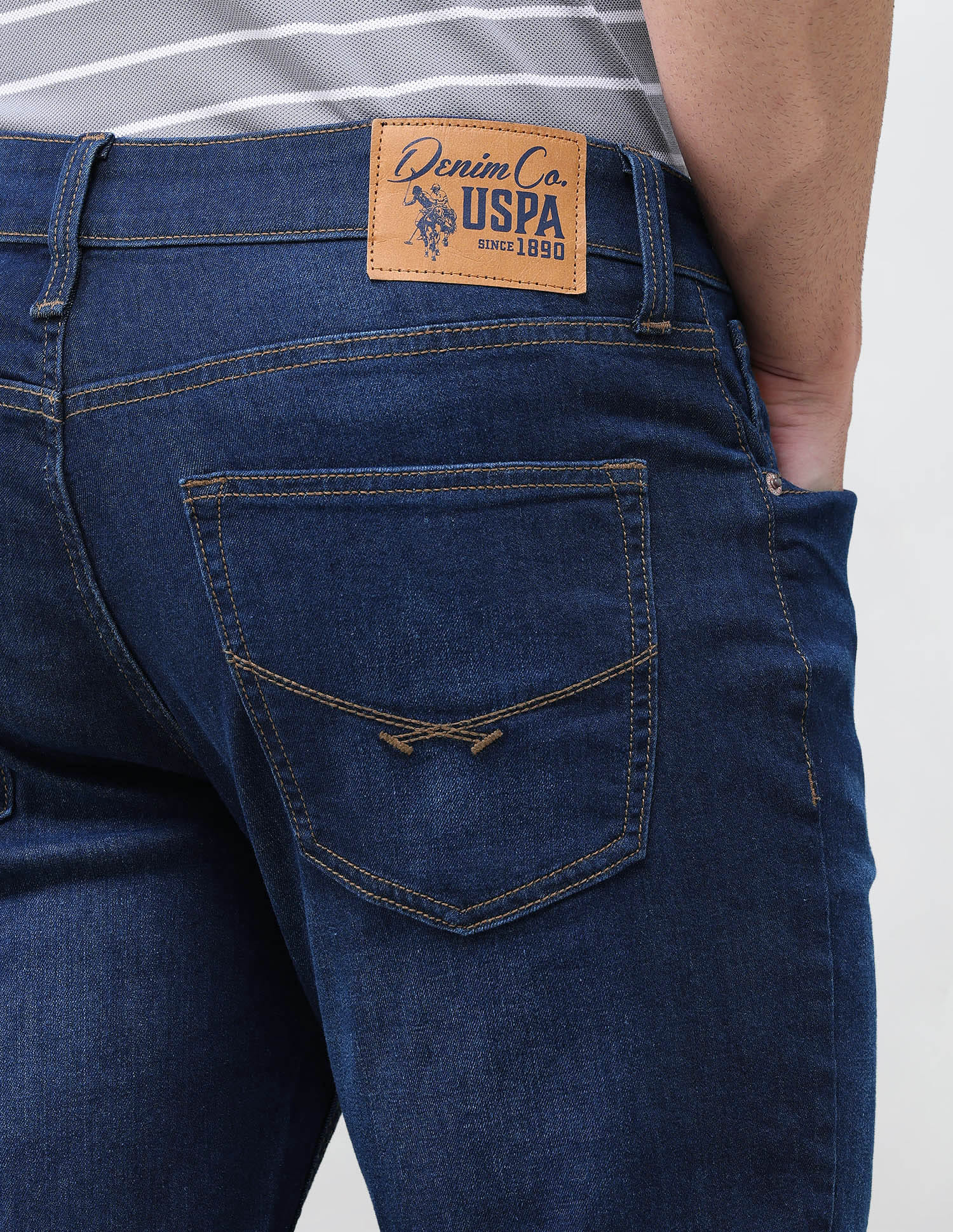 Solid Slim Straight Fit Jeans Blue - U.S. Polo Assn. India | Large