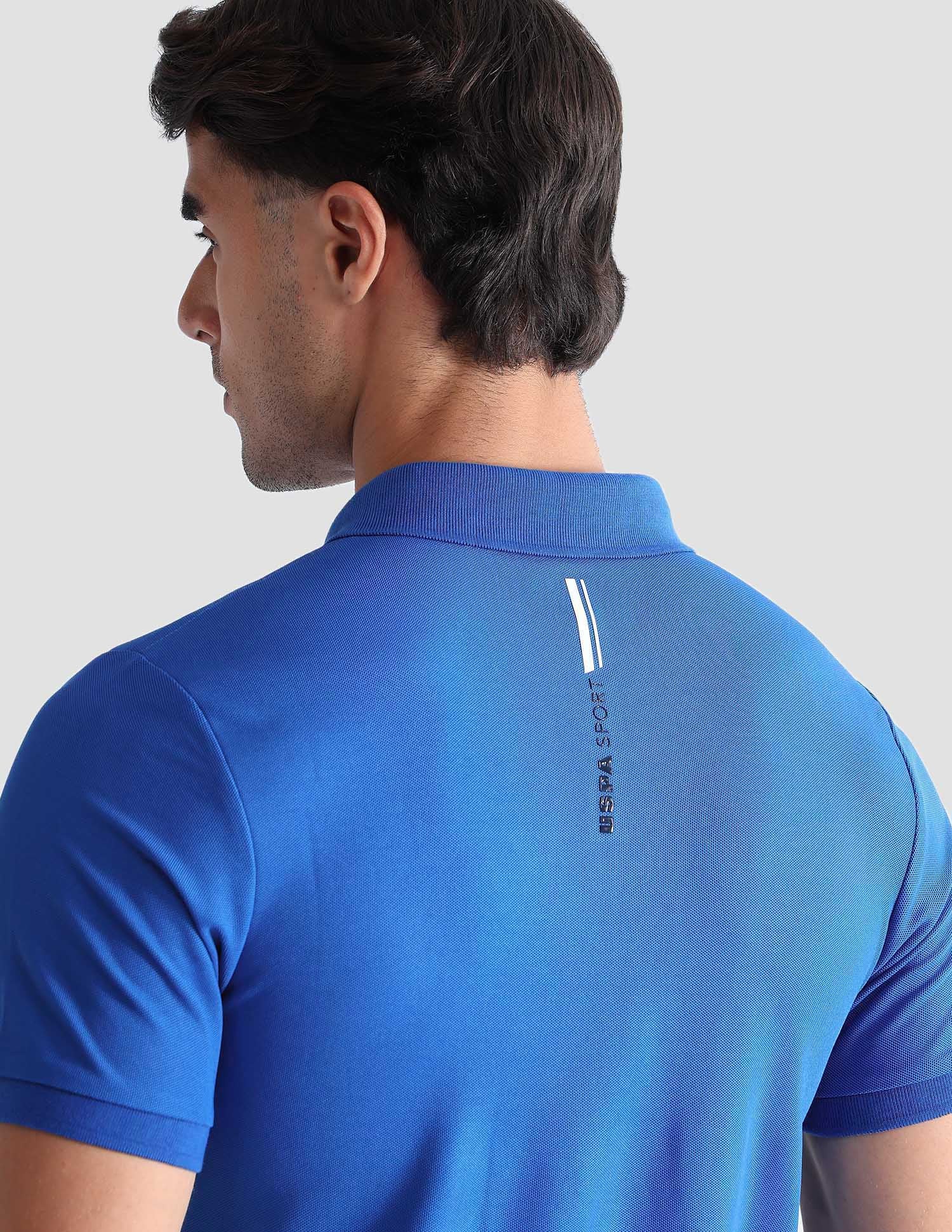 Brand Printed Active Polo Shirt Blue - U.S. POLO ASSN. | Large