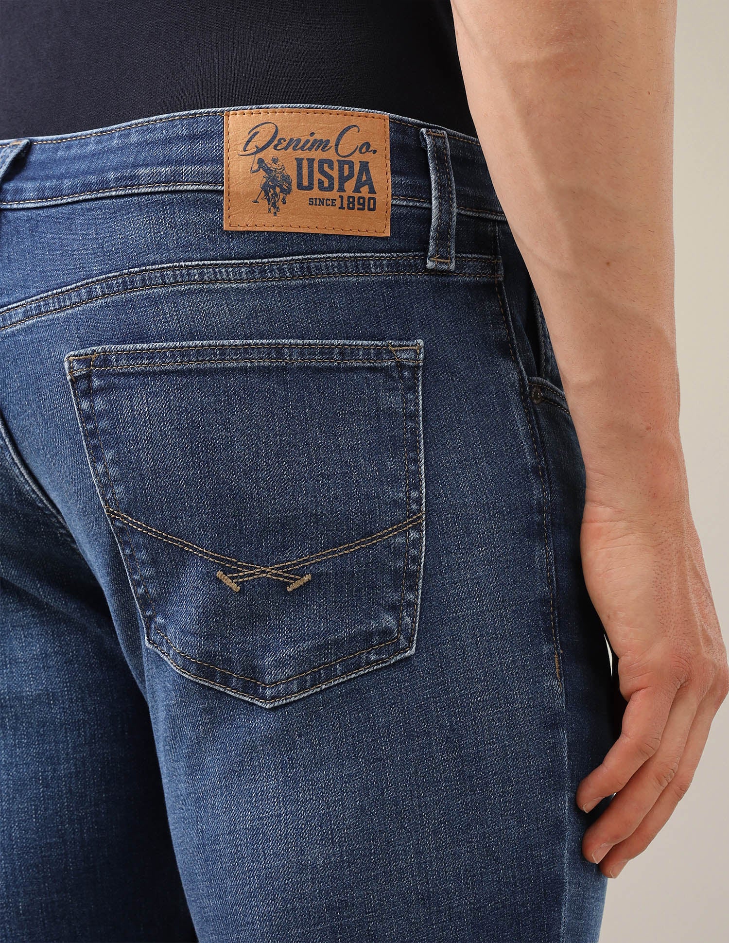 Brandon Slim-Tapered Fit Blue Jeans Mid Blue - U.S. Polo Assn. India | Large