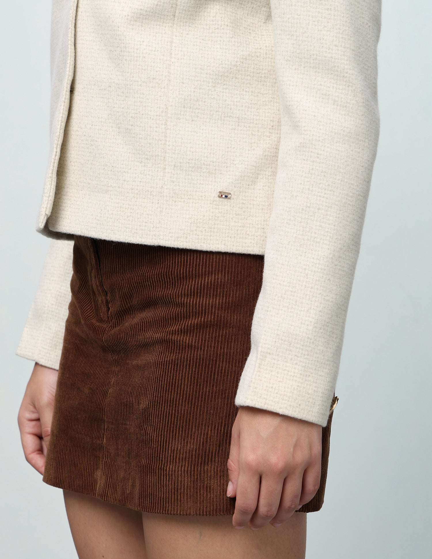 Solid Cropped Blazer Jacket Off-White - U.S. Polo Assn. India | Large