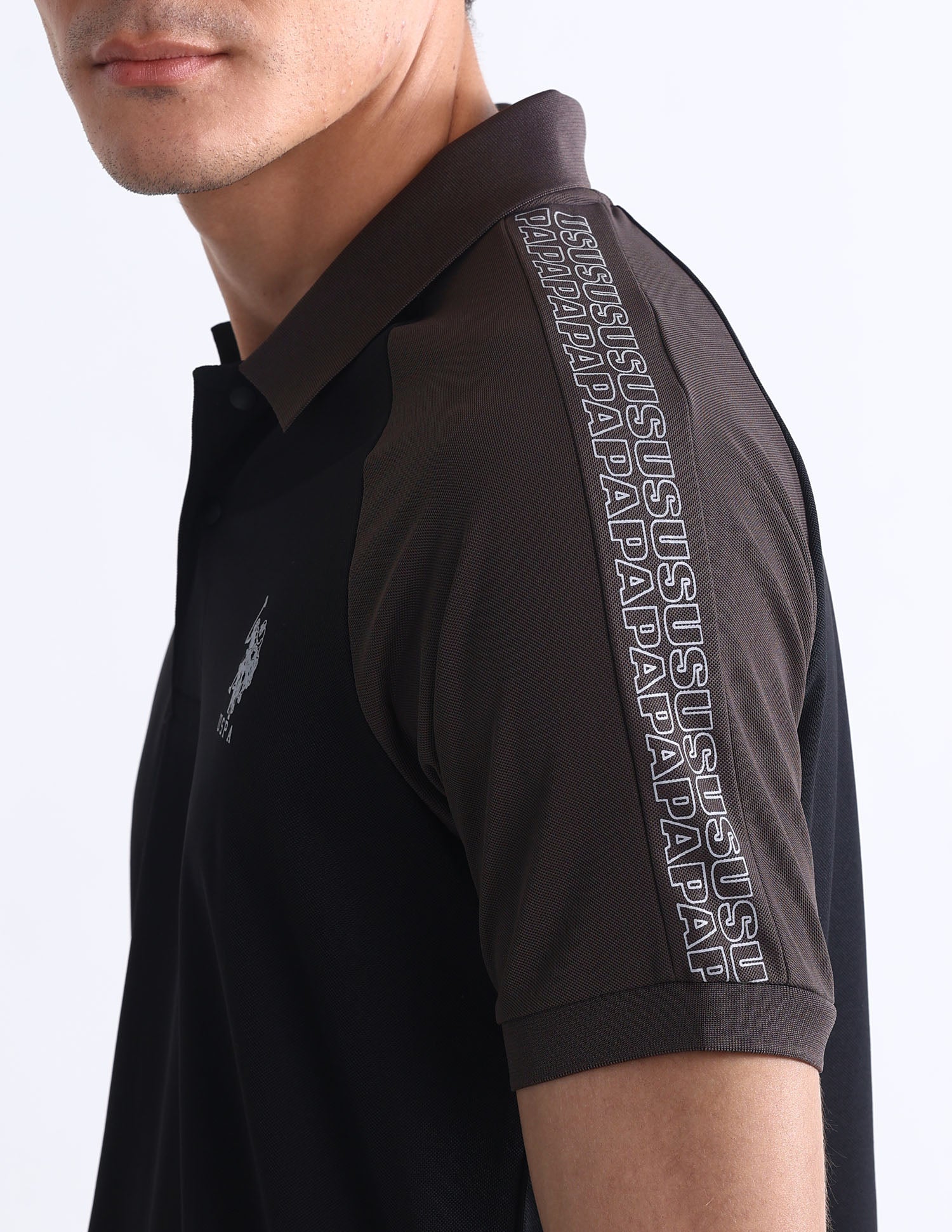 Colourblocked Slim Fit Polo Shirt Black - U.S. Polo Assn. India | Large