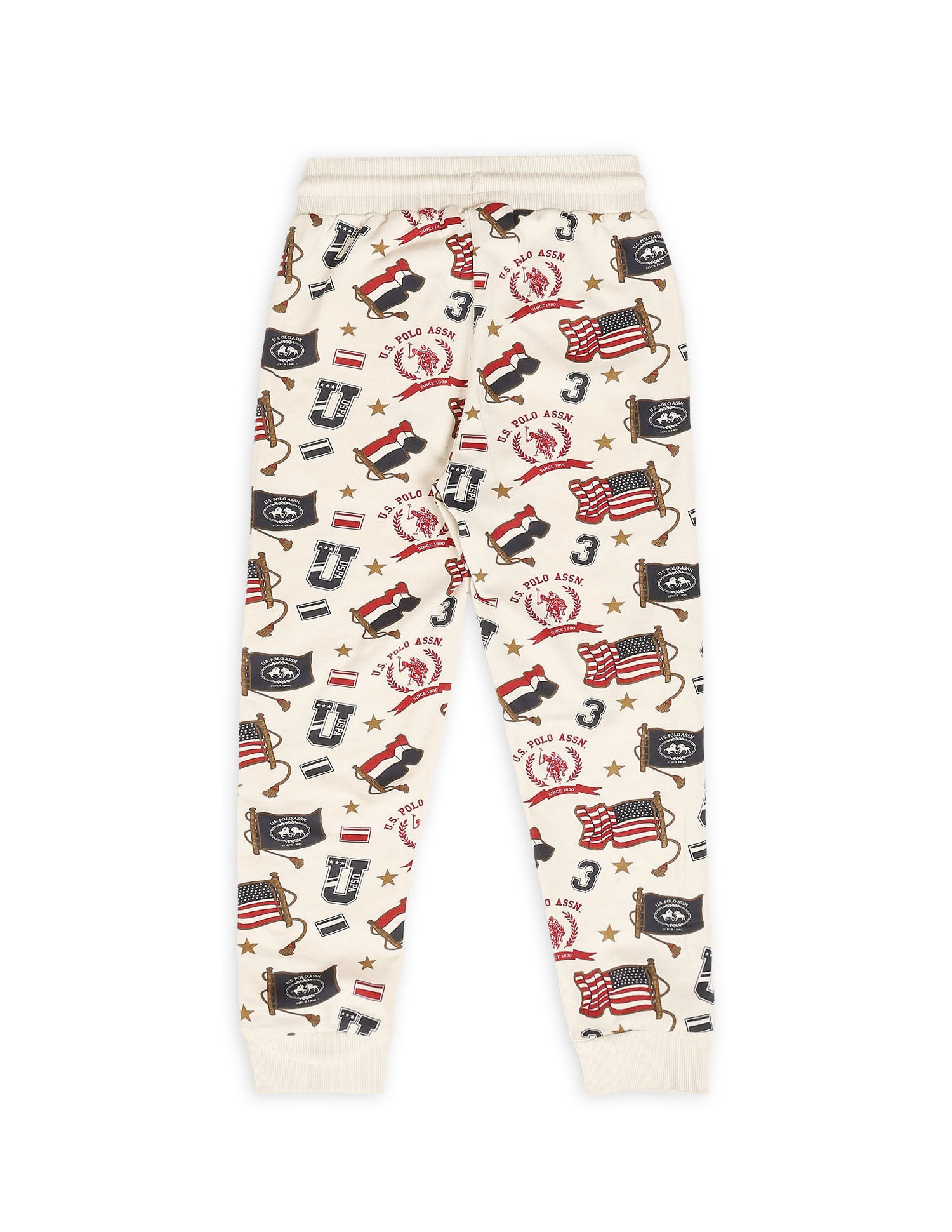 Boys Brand Printed Regular Fit Joggers White - U.S. POLO ASSN. | Large