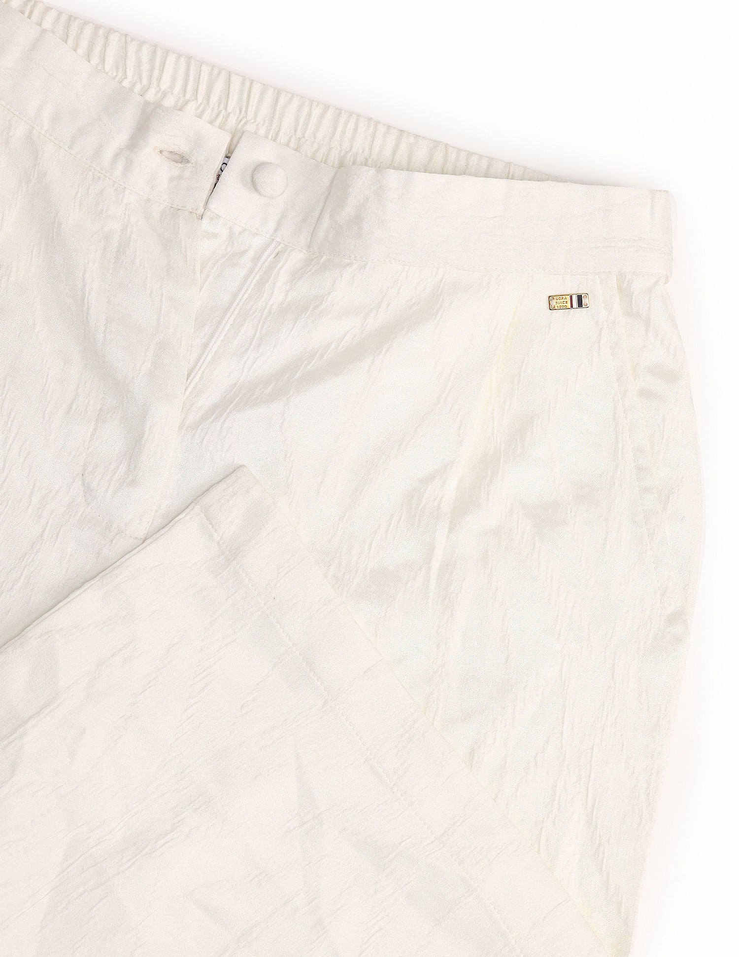 High Rise Wide Leg Trousers White - U.S. Polo Assn. India | Large
