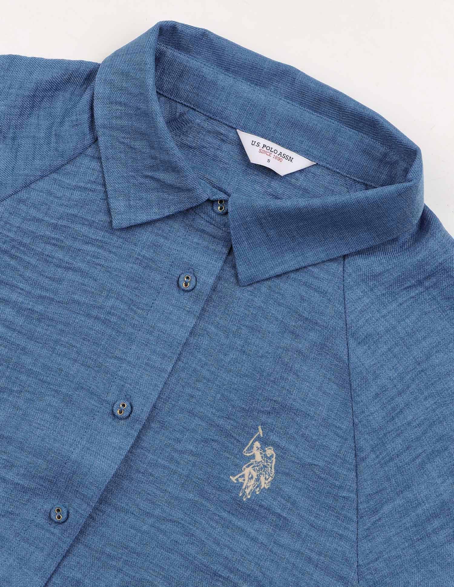 Regular Fit Solid Shirt Blue - U.S. POLO ASSN. | Large