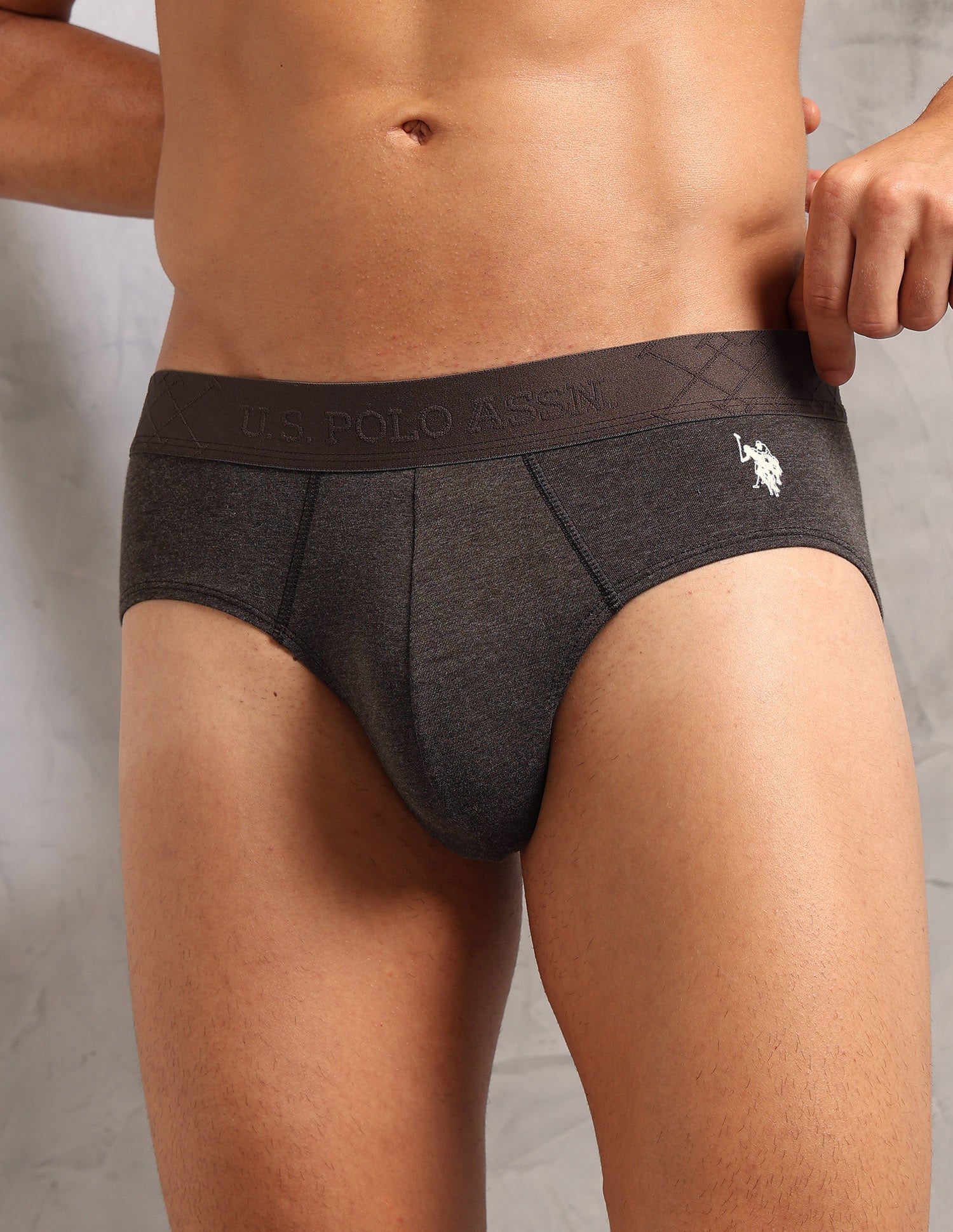 Breathable Bamboo Cotton PB006 Briefs - Pack Of 1 Dark Brown Melange - U.S. POLO ASSN. | Large
