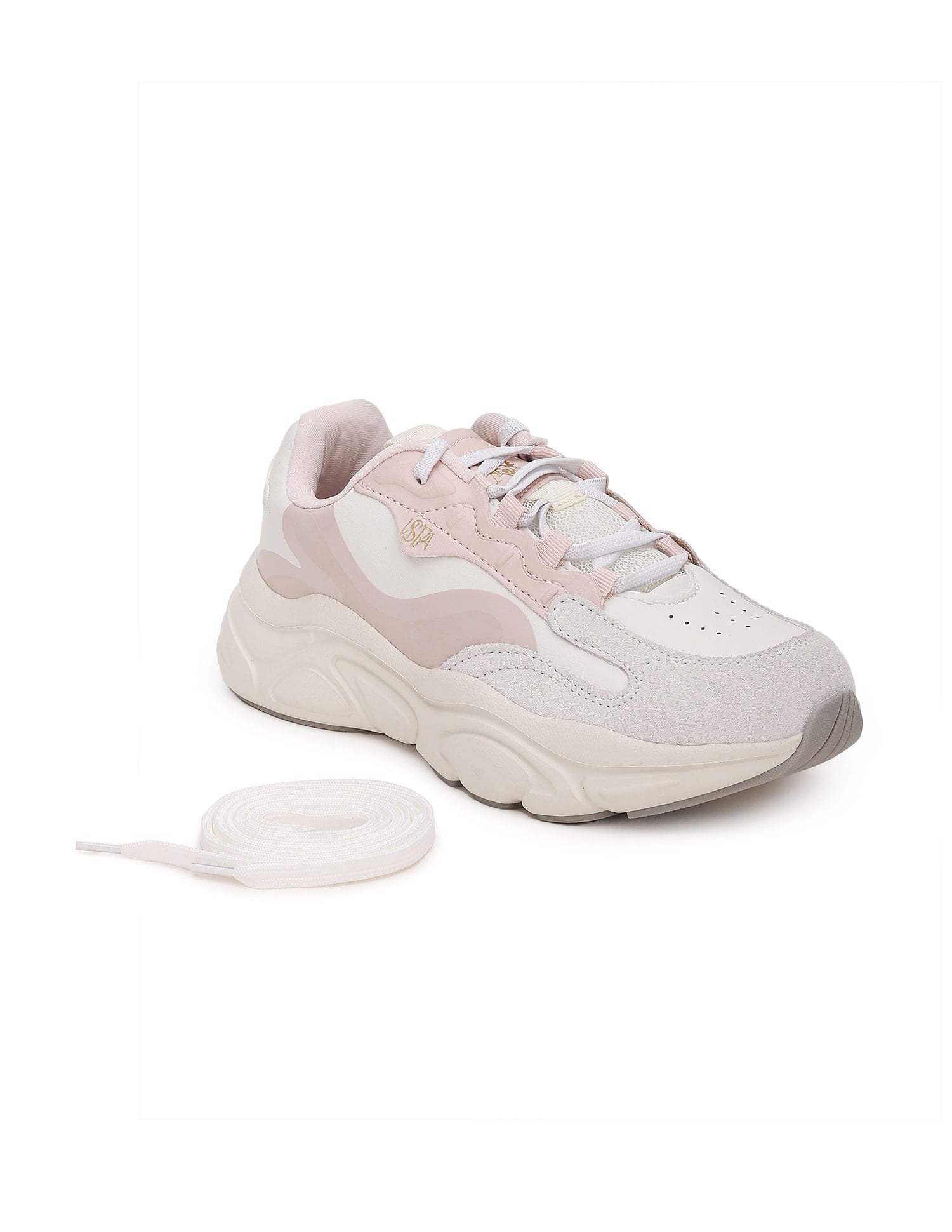 Women Colour Block Gemma Sneakers White and Light Pink - U.S. Polo Assn. India | Large