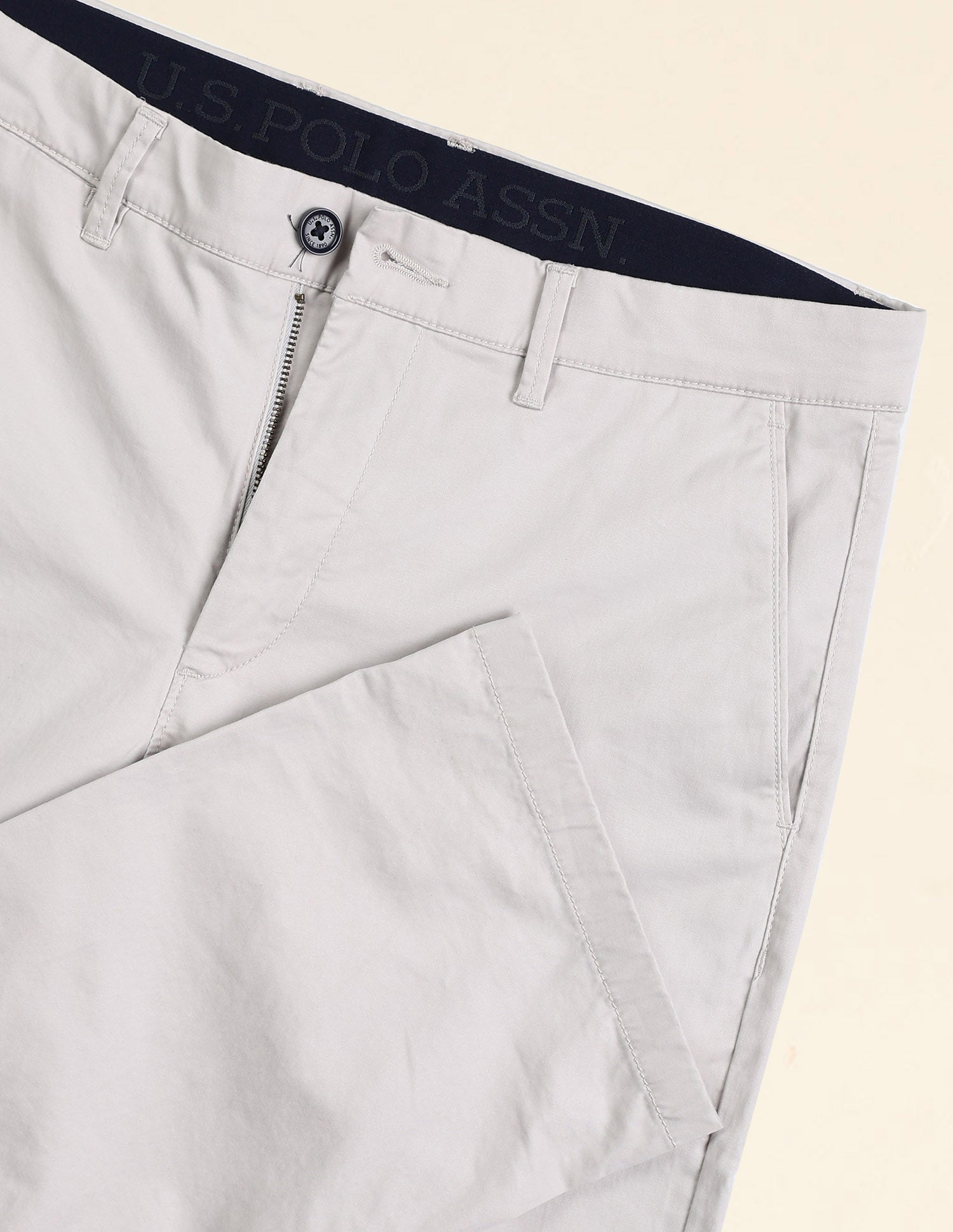 Riley Straight Fit Twill Trousers Light Grey - U.S. POLO ASSN. | Large