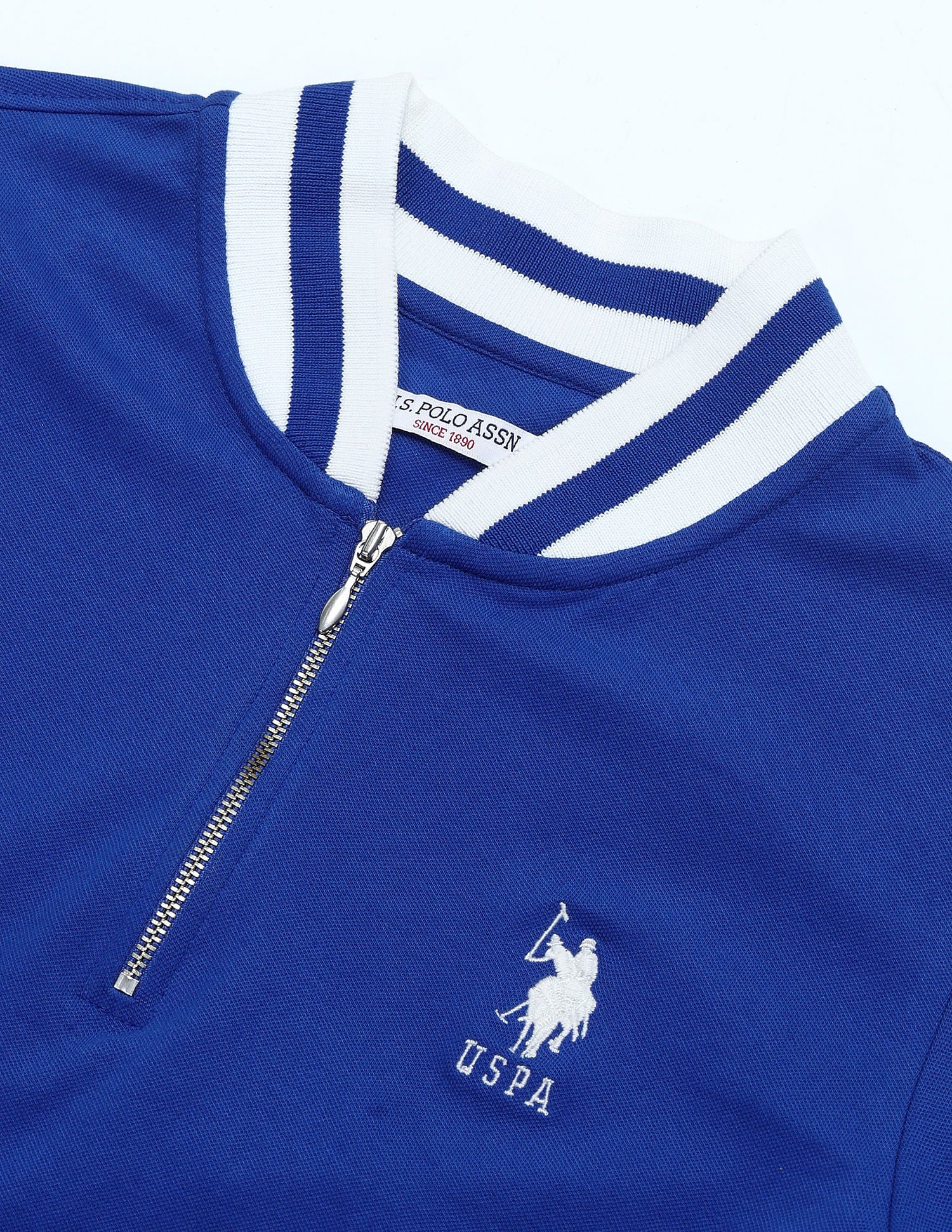 Varsity Logo Zipper Polo Shirt Blue - U.S. POLO ASSN. | Large