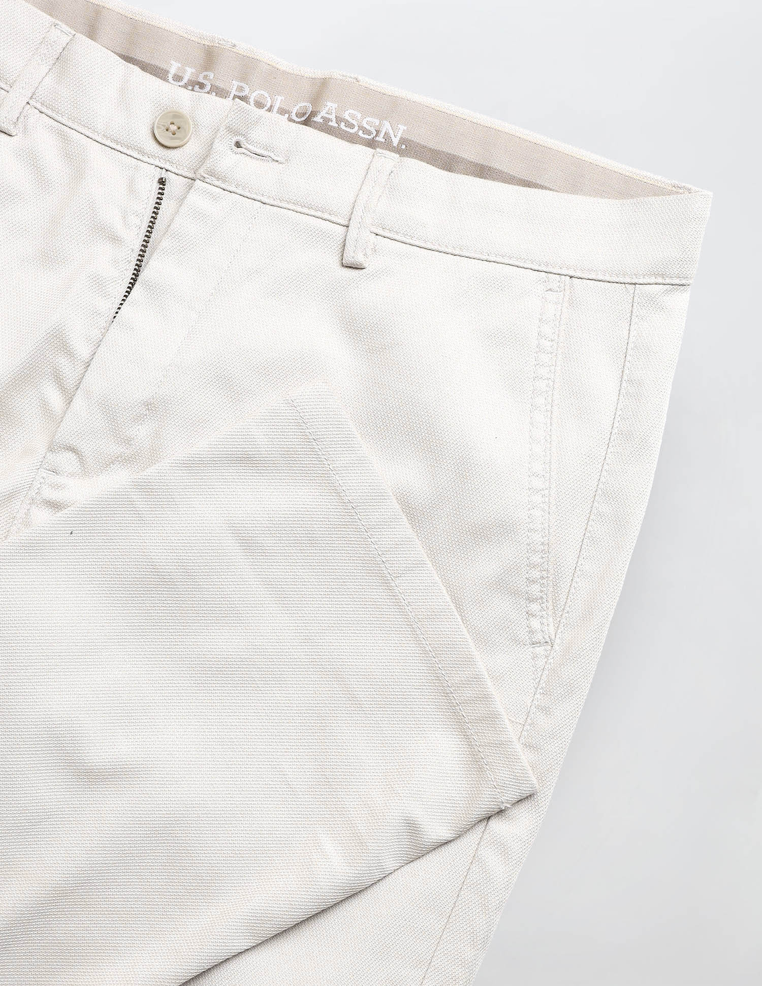 Riley Straight Fit Satin Trousers Stone - U.S. Polo Assn. India | Large