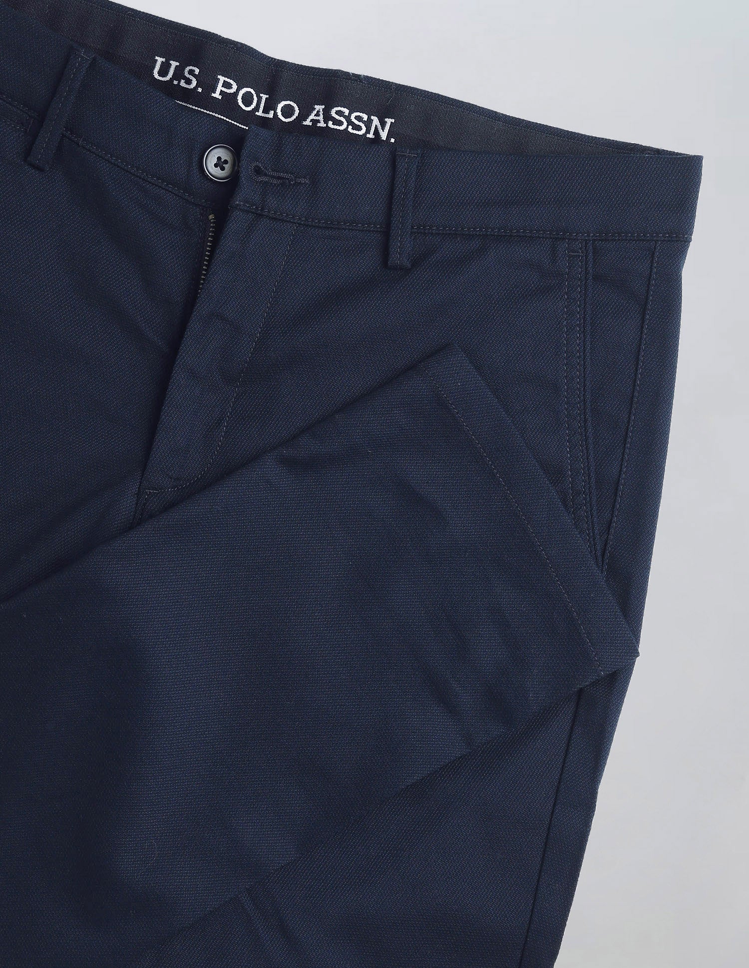 Denver Slim Fit Textured Trousers Navy - U.S. Polo Assn. India | Large