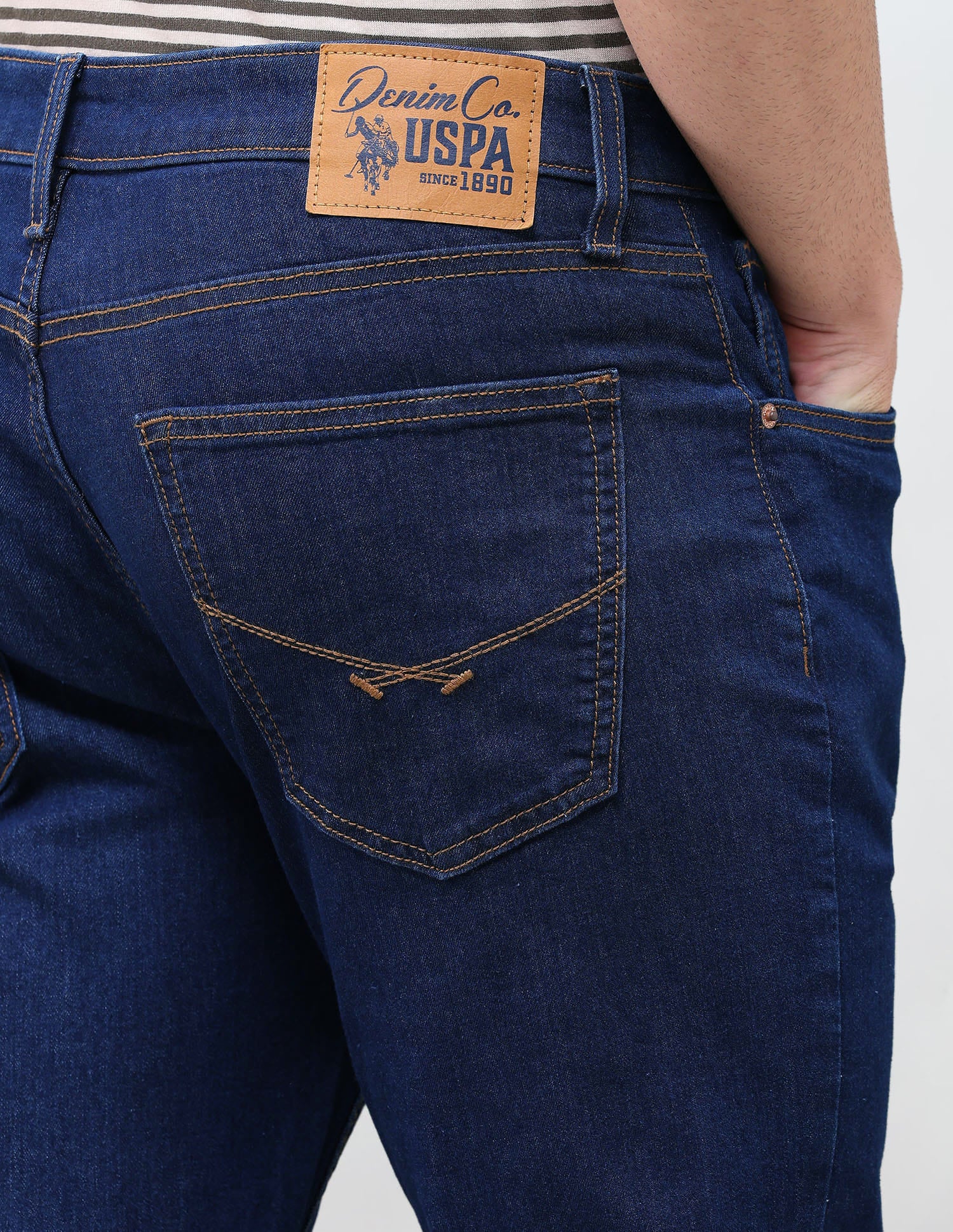 Solid Slim Tapered Fit Jeans Blue - U.S. Polo Assn. India | Large
