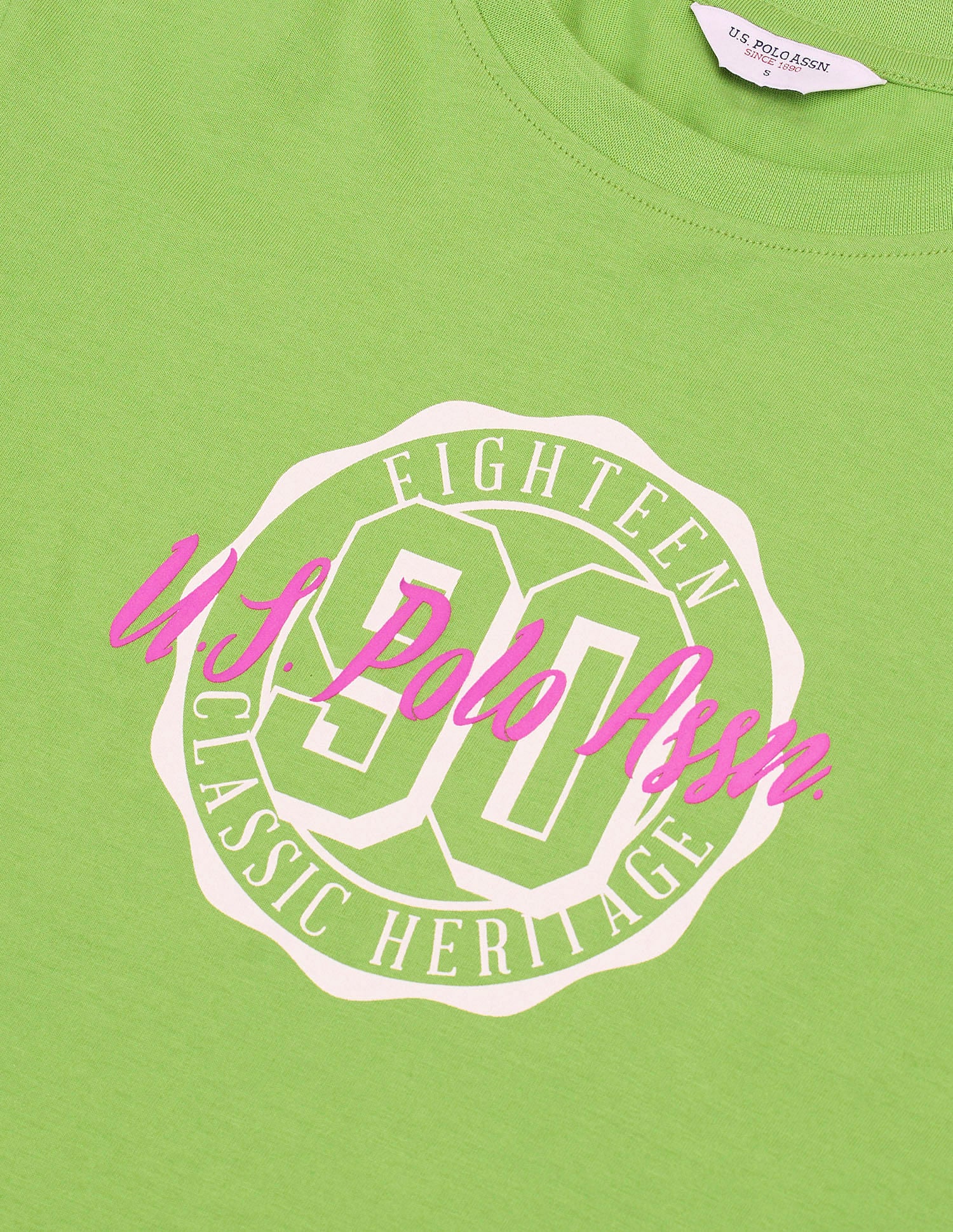 Varsity Print Pure Cotton T-Shirt Light Green - U.S. POLO ASSN. | Large