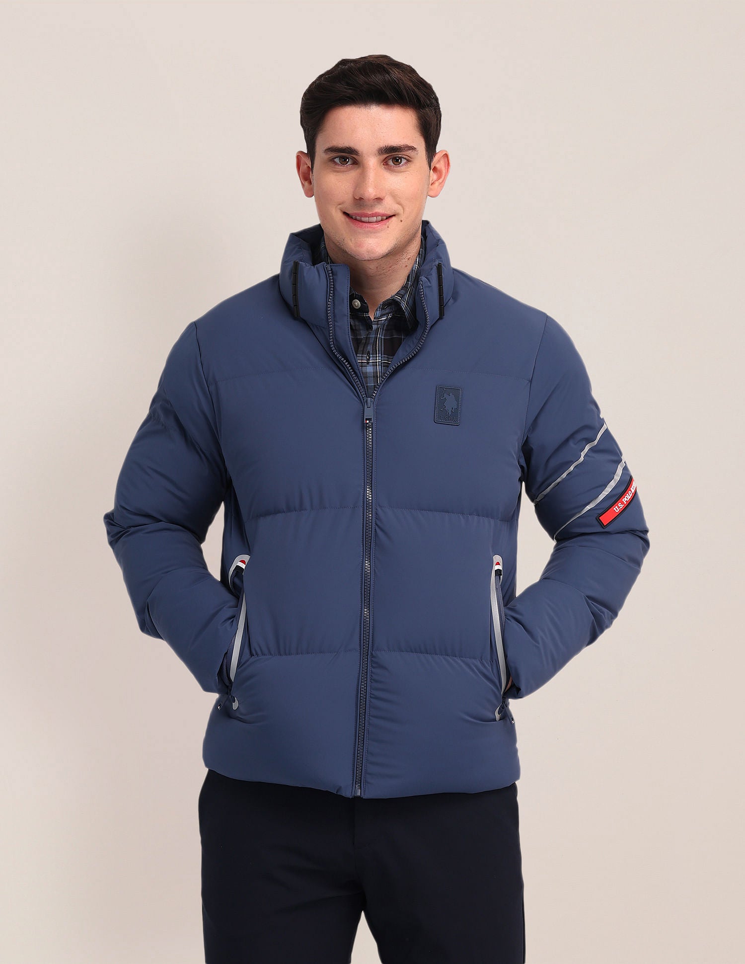 Detachable Hood Padded Jacket Blue - U.S. Polo Assn. India | Large