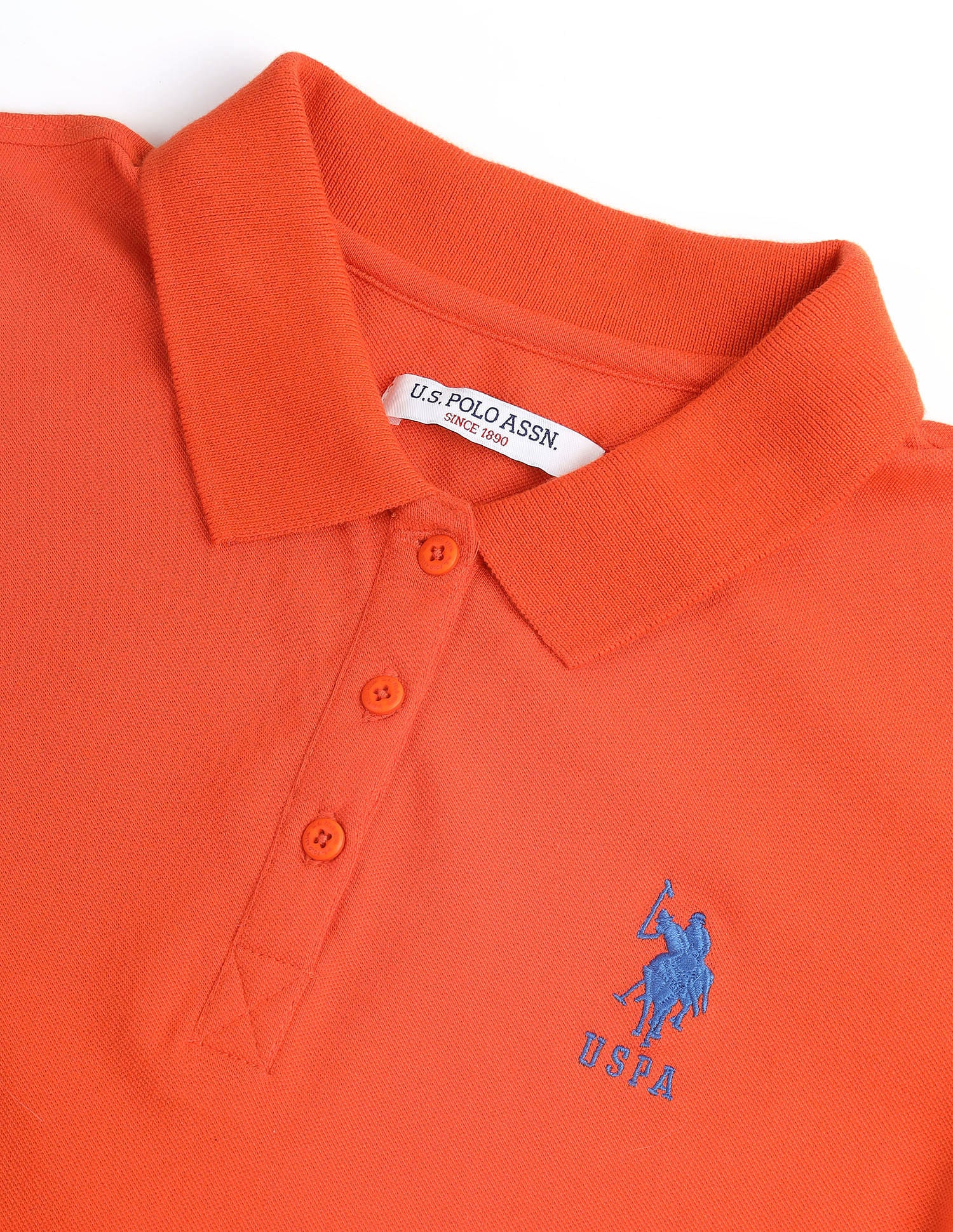 Embroidered Logo Solid Polo Shirt Orange - U.S. POLO ASSN. | Large