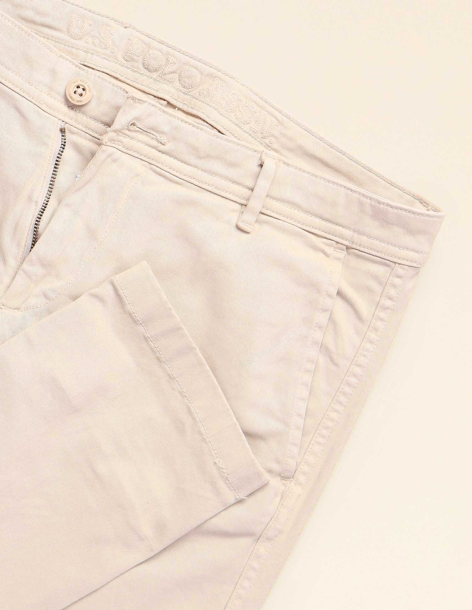 Austin Slim Fit Twill Trousers Beige - U.S. Polo Assn. India | Large