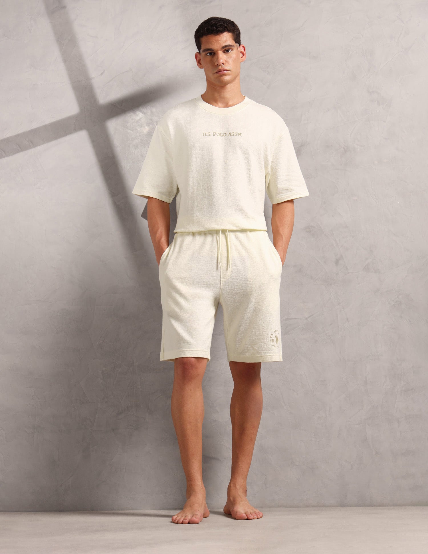 Breathable Regular Fit PS002 Lounge Shorts - Pack Of 1 Vanilla Ice - U.S. POLO ASSN. | Large