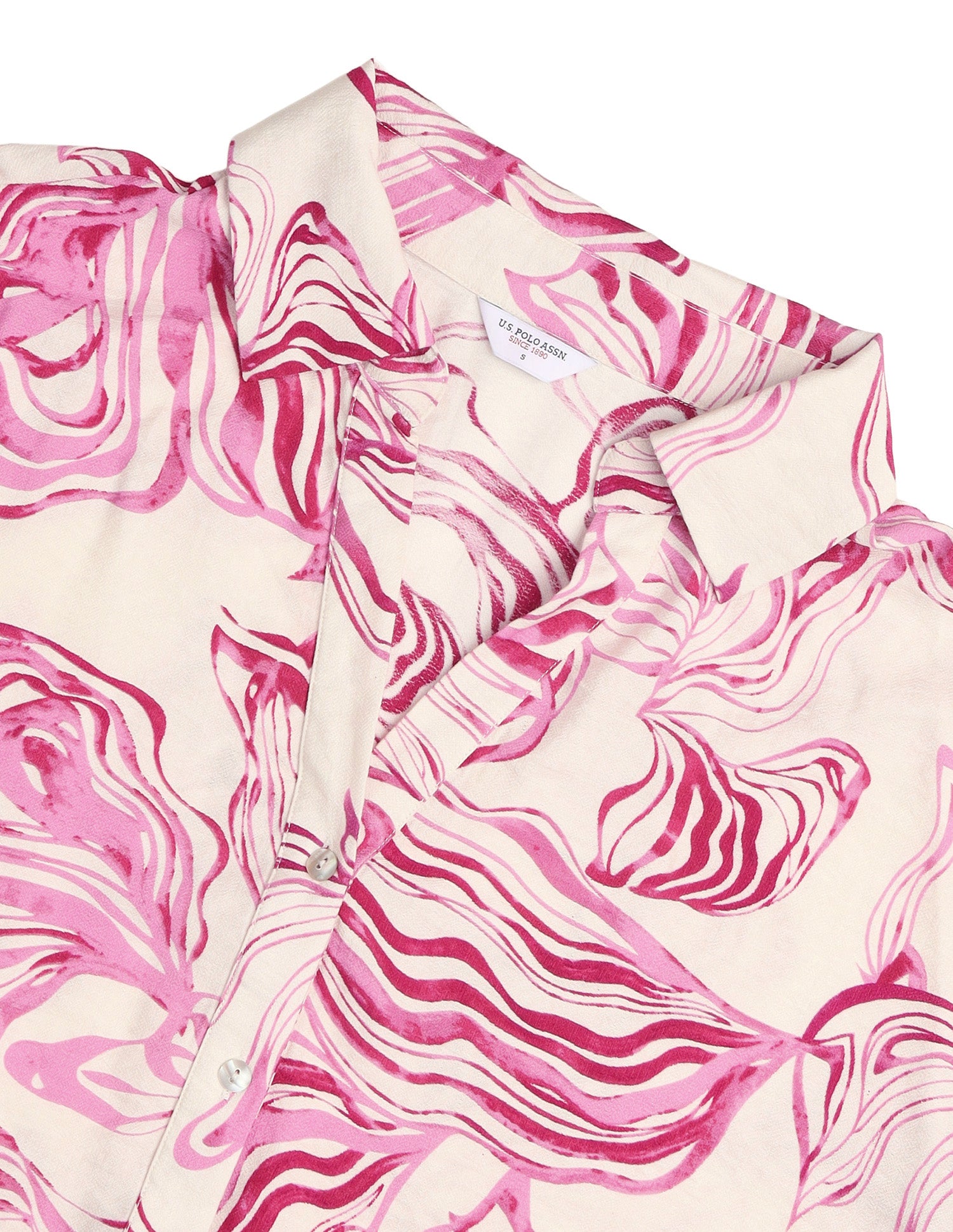 Abstract Printed Relaxed Fit Shirt Off-White - U.S. Polo Assn. India | Large