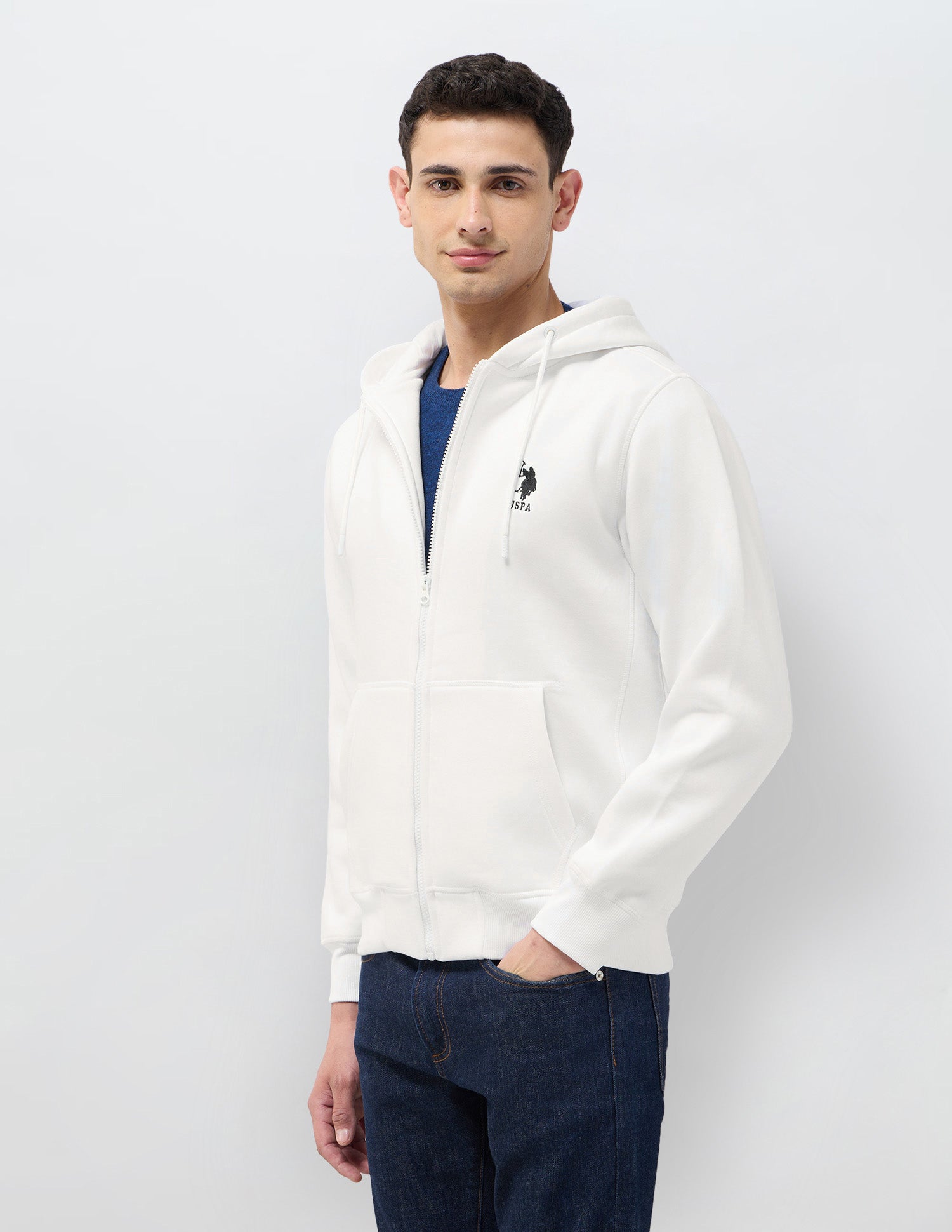 Solid Regular Fit Sweatshirt White - U.S. POLO ASSN. | Large