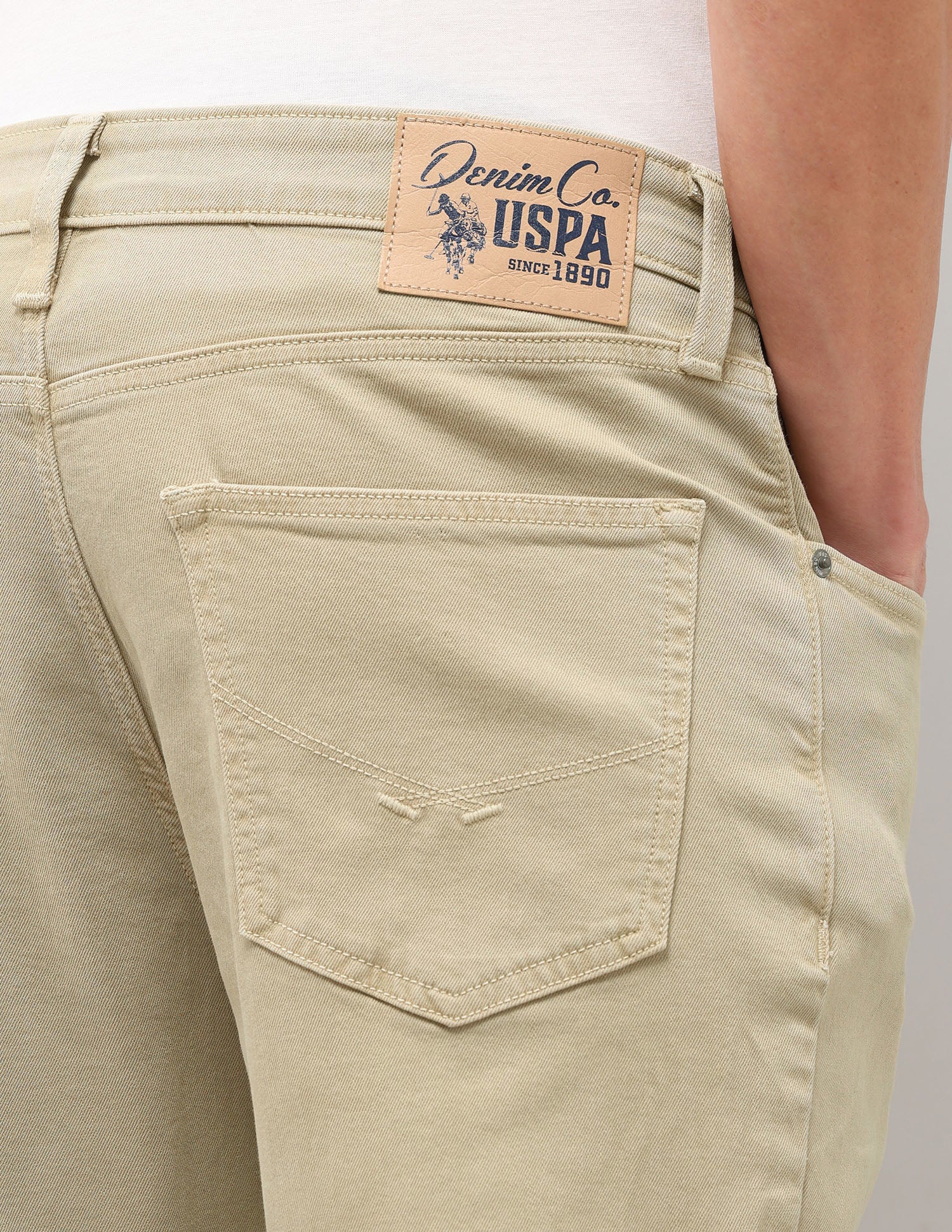 Cole Comfort Cropped Fit Beige Jeans Beige - U.S. Polo Assn. India | Large