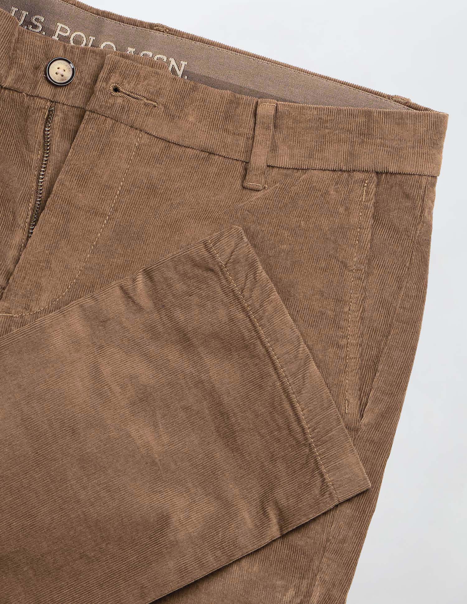 Denver Slim Fit Corduroy Trousers Tan - U.S. POLO ASSN. | Large