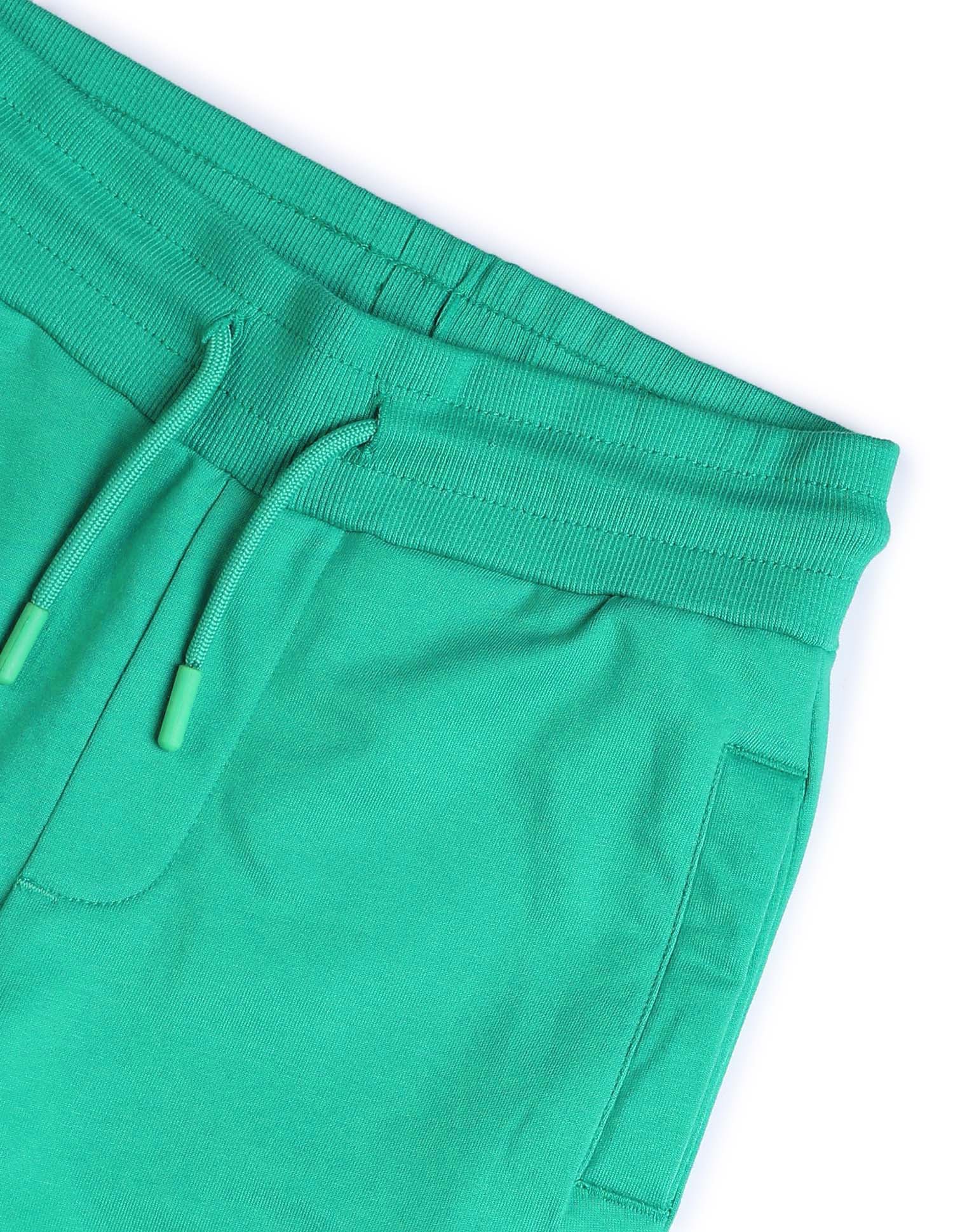 Boys Pure Cotton Solid Joggers Dark Green - U.S. POLO ASSN. | Large