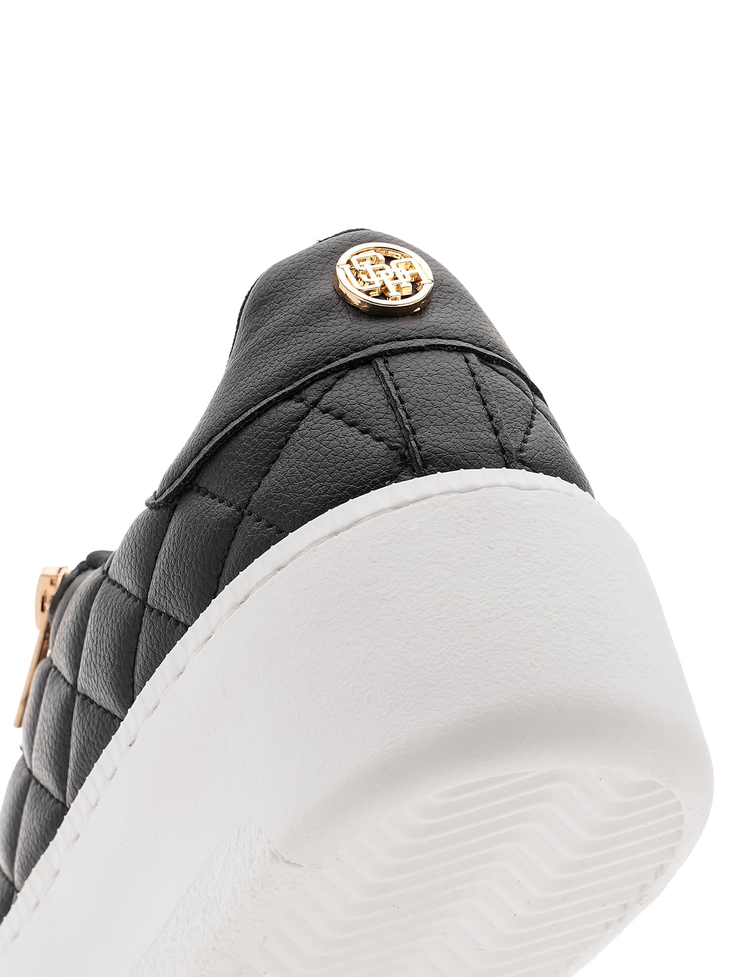 Women Textured Gabriella Metallic Logo Sneakers Black - U.S. Polo Assn. India | Large