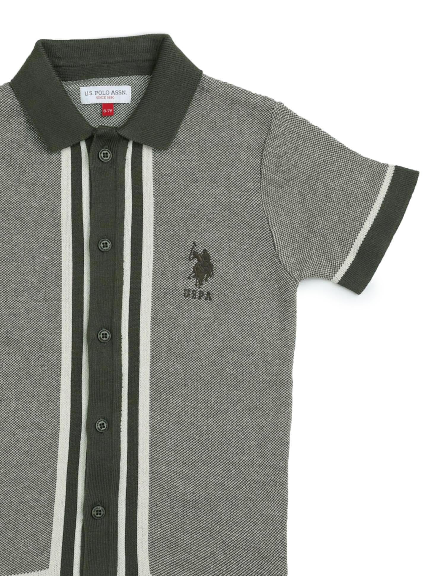 Boys Textured Regular Fit Polo Shirt Olive - U.S. POLO ASSN. | Large