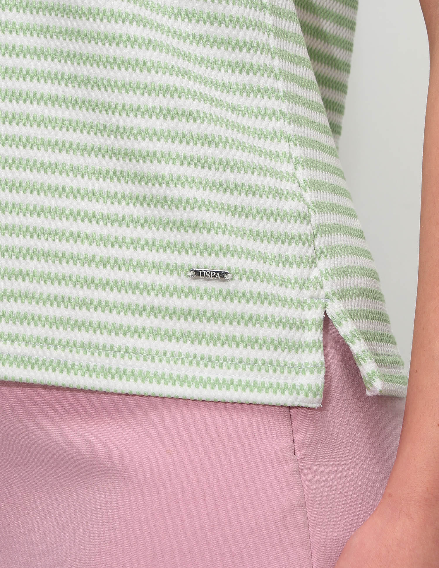 Textured Stripes Polo Shirt Green - U.S. Polo Assn. India | Large