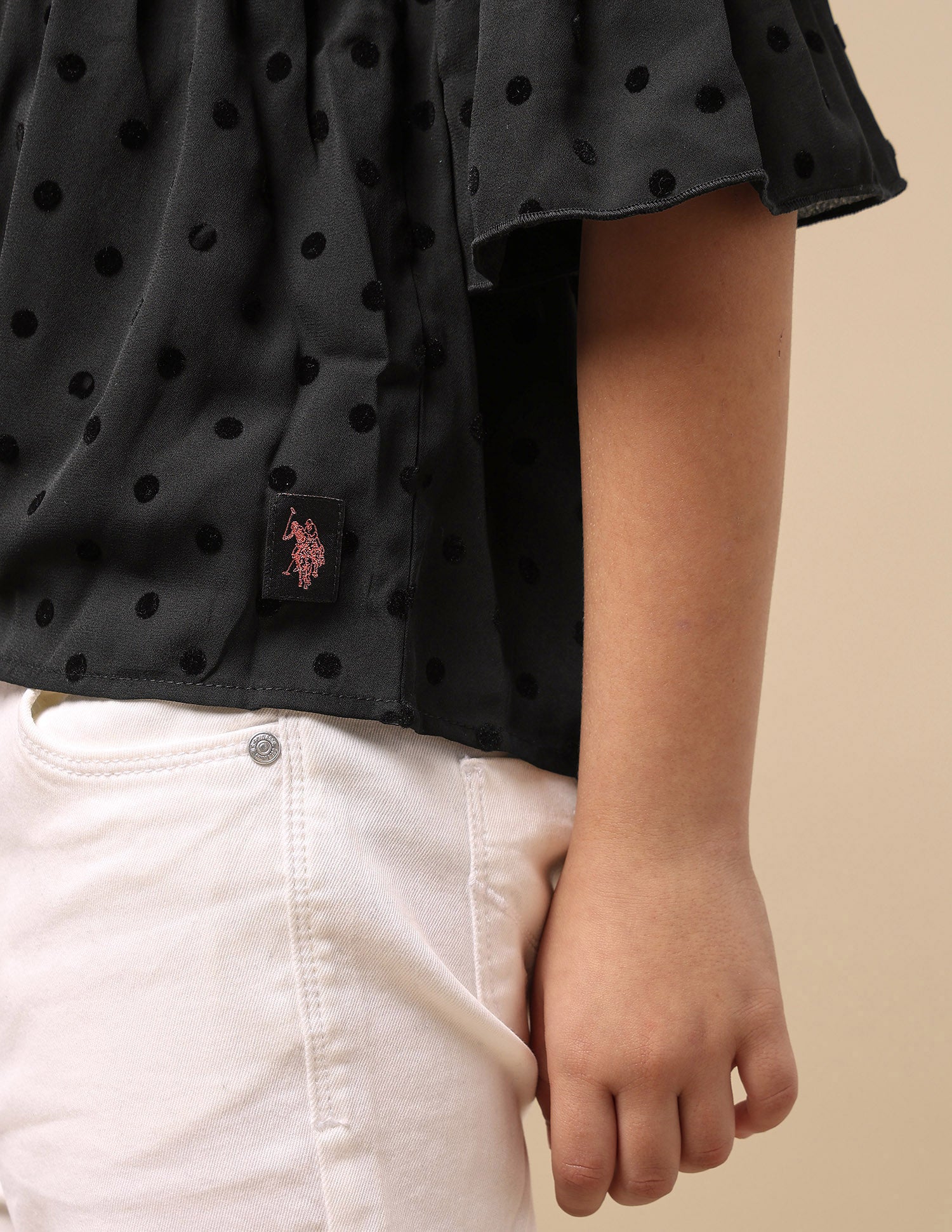 Polka Dot Tiered Top Black - U.S. POLO ASSN. | Large