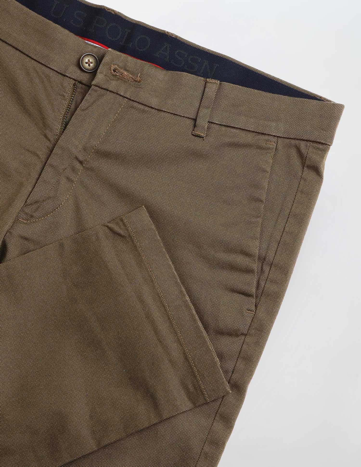 Super Slim Fit Satin Trousers Dark Khaki - U.S. Polo Assn. India | Large